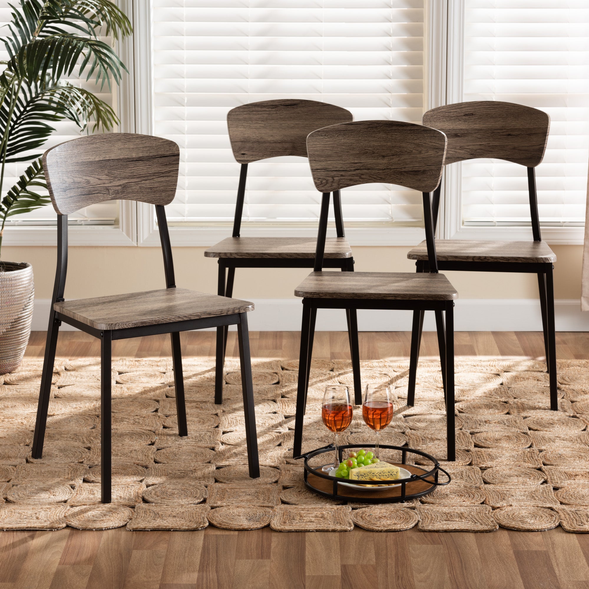 Marcus Industrial Dining Chairs 4-Piece-Dining Chairs-Baxton Studio - WI-Wall2Wall Furnishings