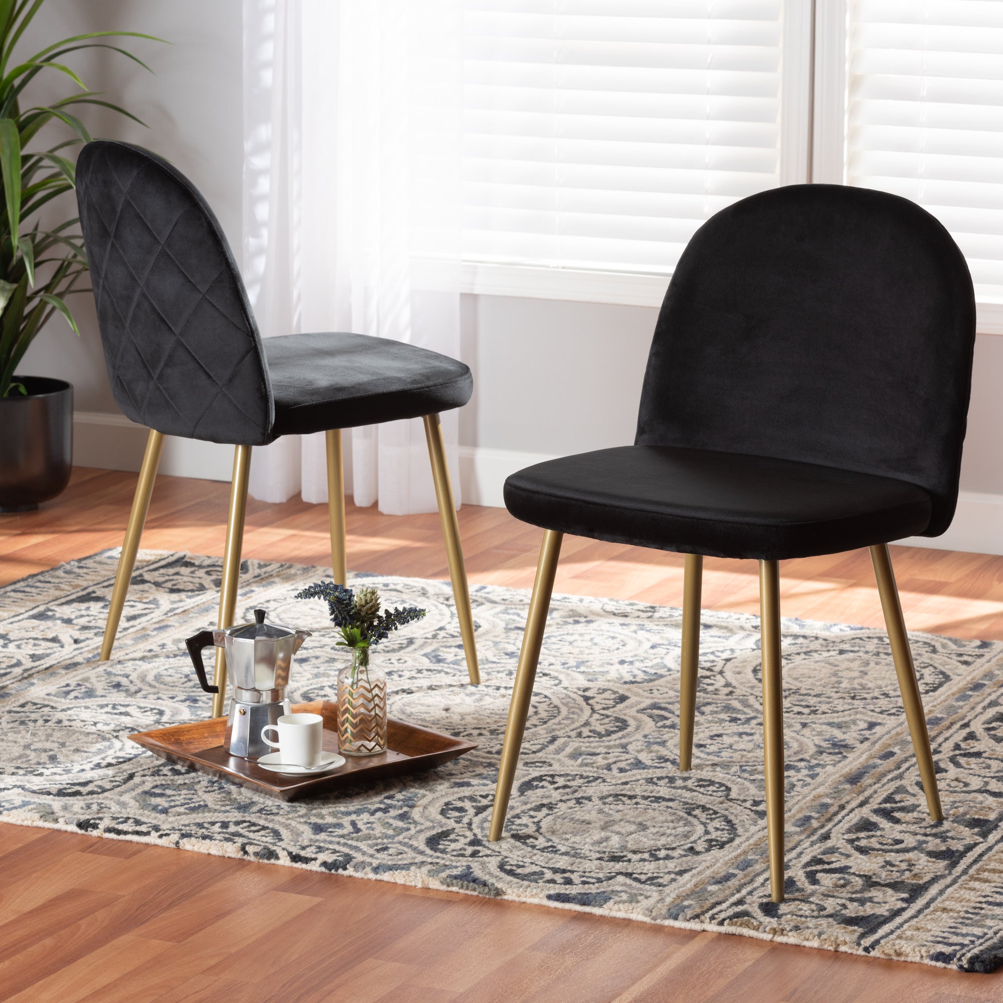 Fantine Glamour Dining Chairs 2-Piece-Dining Chairs-Baxton Studio - WI-Wall2Wall Furnishings