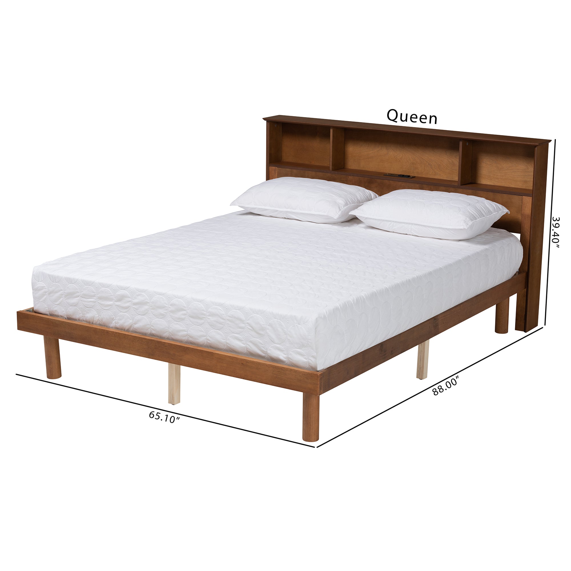 Lochlan Mid-Century Bed with Charging Station-Bed-Baxton Studio - WI-Wall2Wall Furnishings