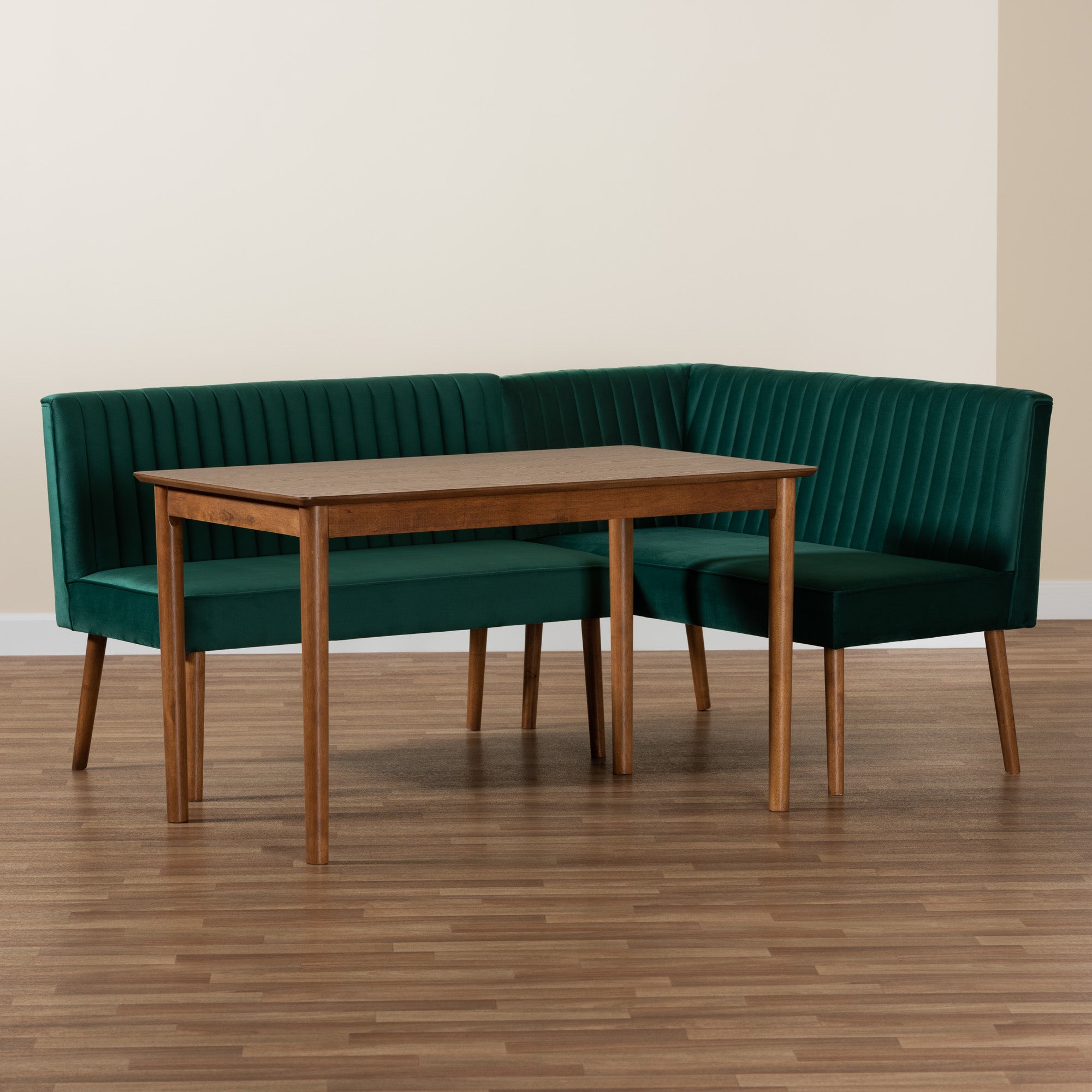 Alvis Mid-Century Table & 2-Seater Dining Bench & Corner Bench-Dining Set-Baxton Studio - WI-Wall2Wall Furnishings