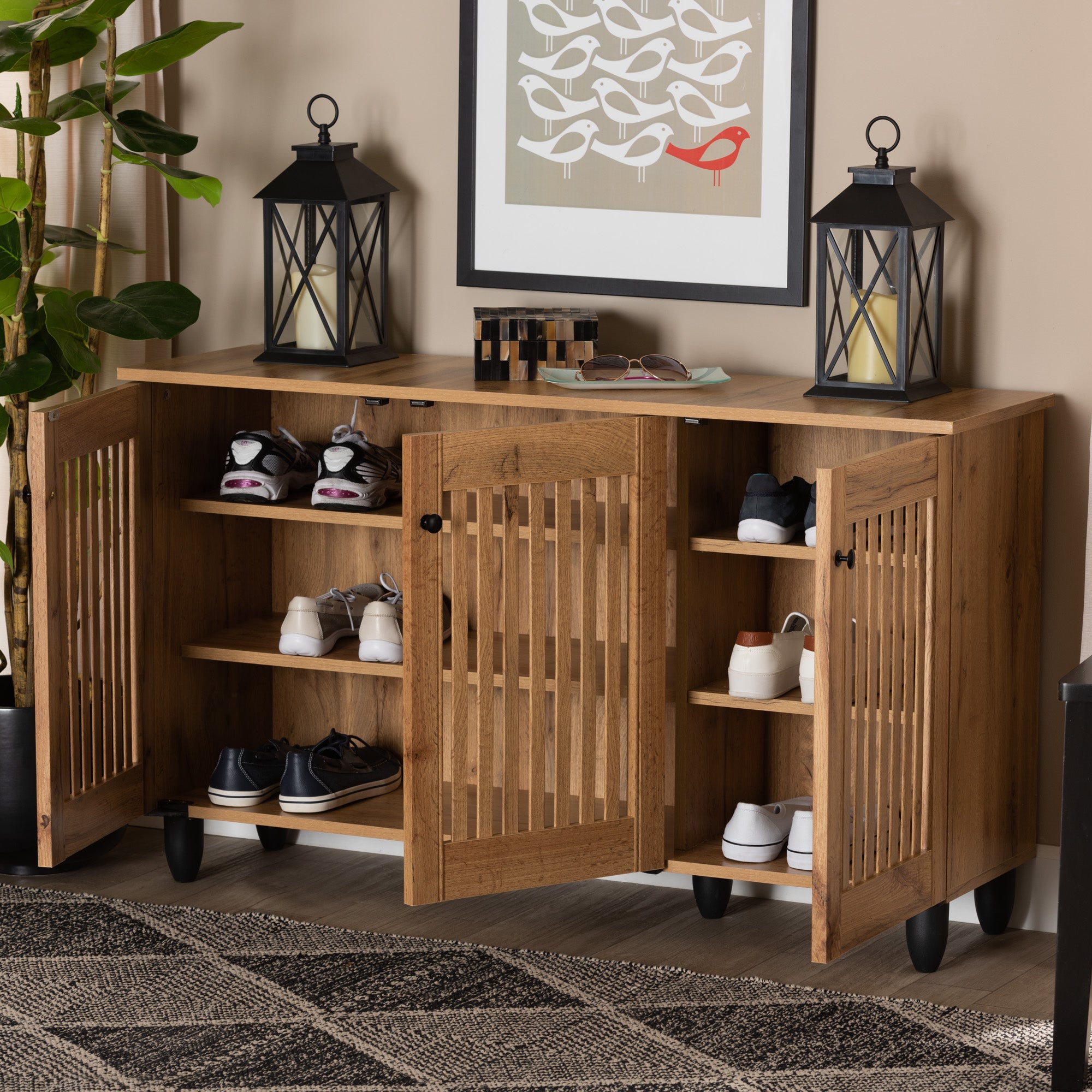 Fernanda Modern Shoe Cabinet 3-Door-Shoe Cabinet-Baxton Studio - WI-Wall2Wall Furnishings