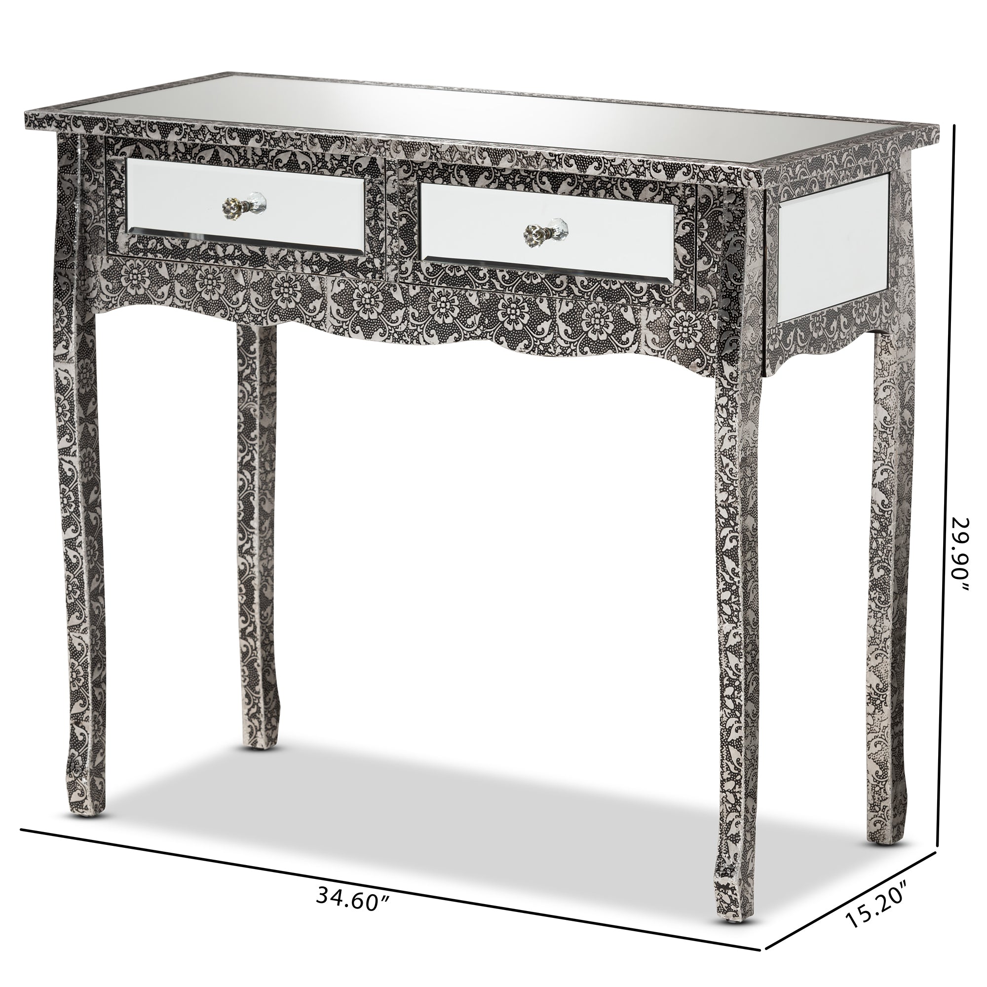Wycliff Glamour Console Table 2-Drawer-Console Table-Baxton Studio - WI-Wall2Wall Furnishings