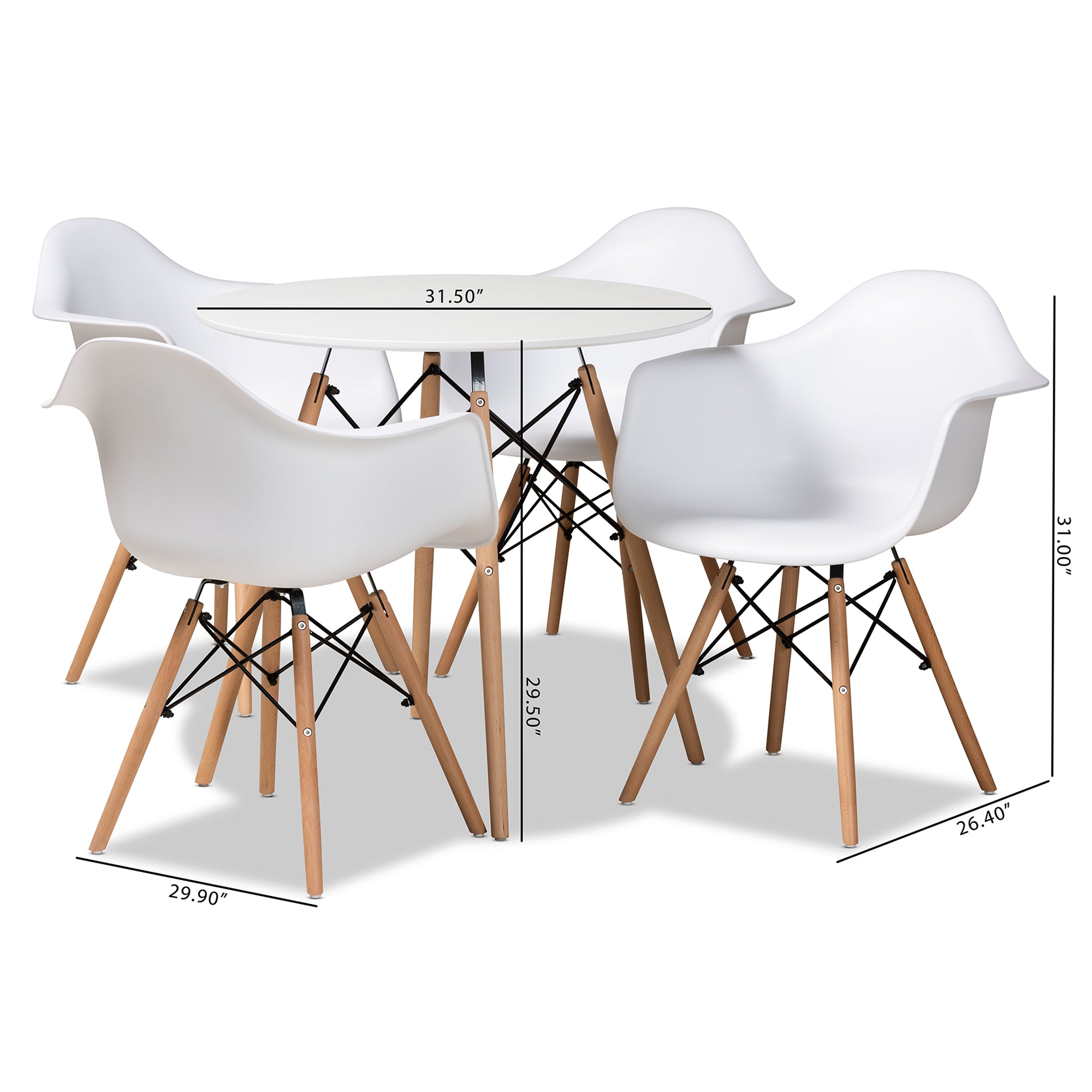 Galen Modern Dining Table & Dining Chairs 5-Piece-Dining Set-Baxton Studio - WI-Wall2Wall Furnishings