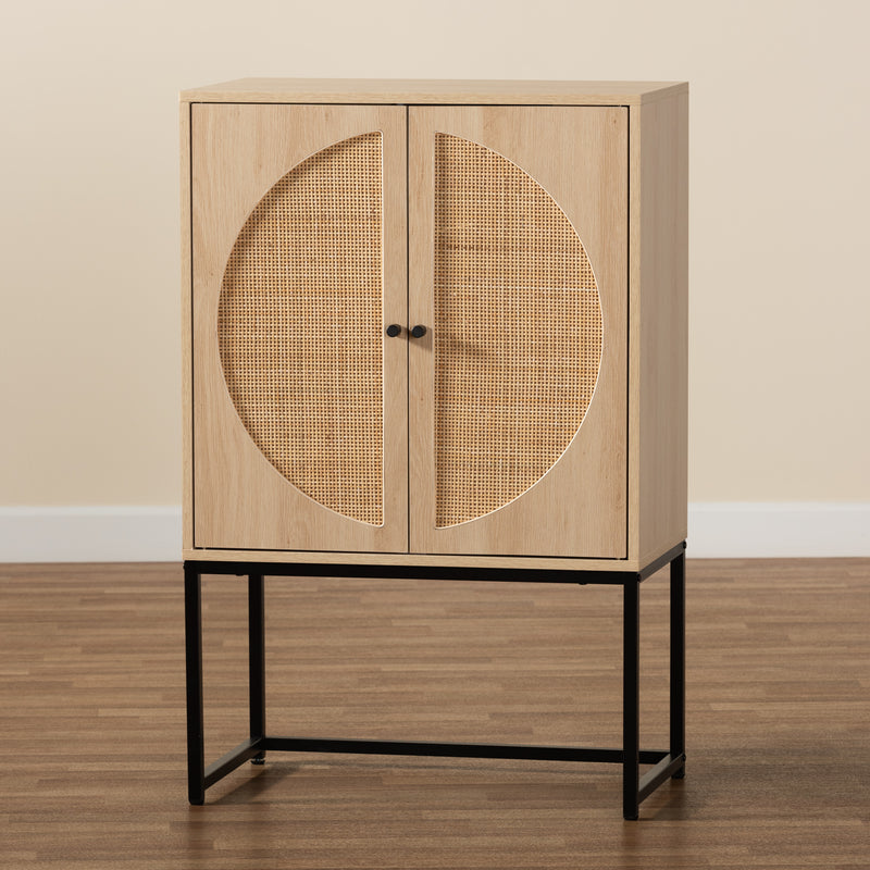 Ardon Bohemian Storage Cabinet 2-Door with Natural Rattan-Storage Cabinet-Baxton Studio - WI-Wall2Wall Furnishings