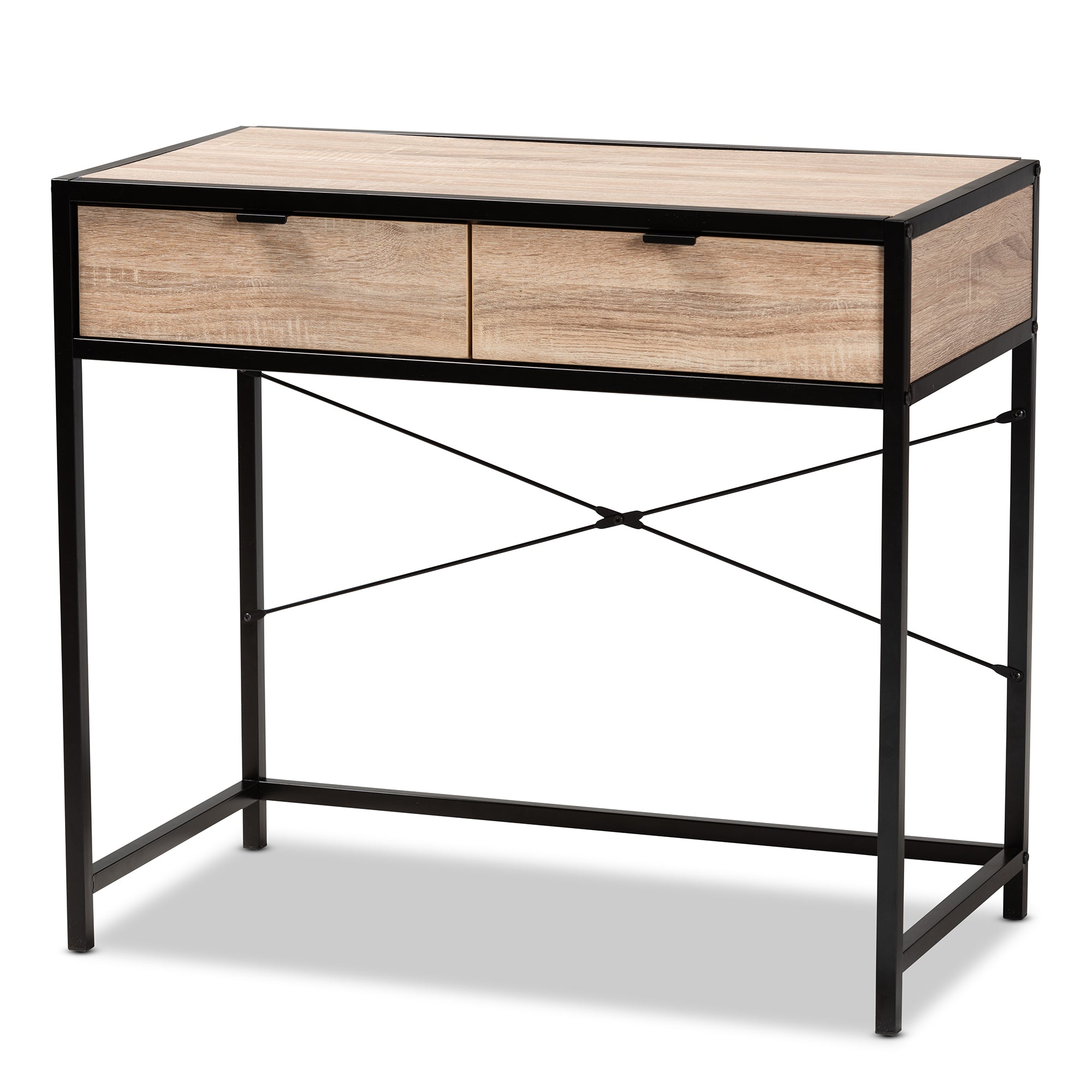 Grayer Industrial Desk 2-Drawer-Desk-Baxton Studio - WI-Wall2Wall Furnishings