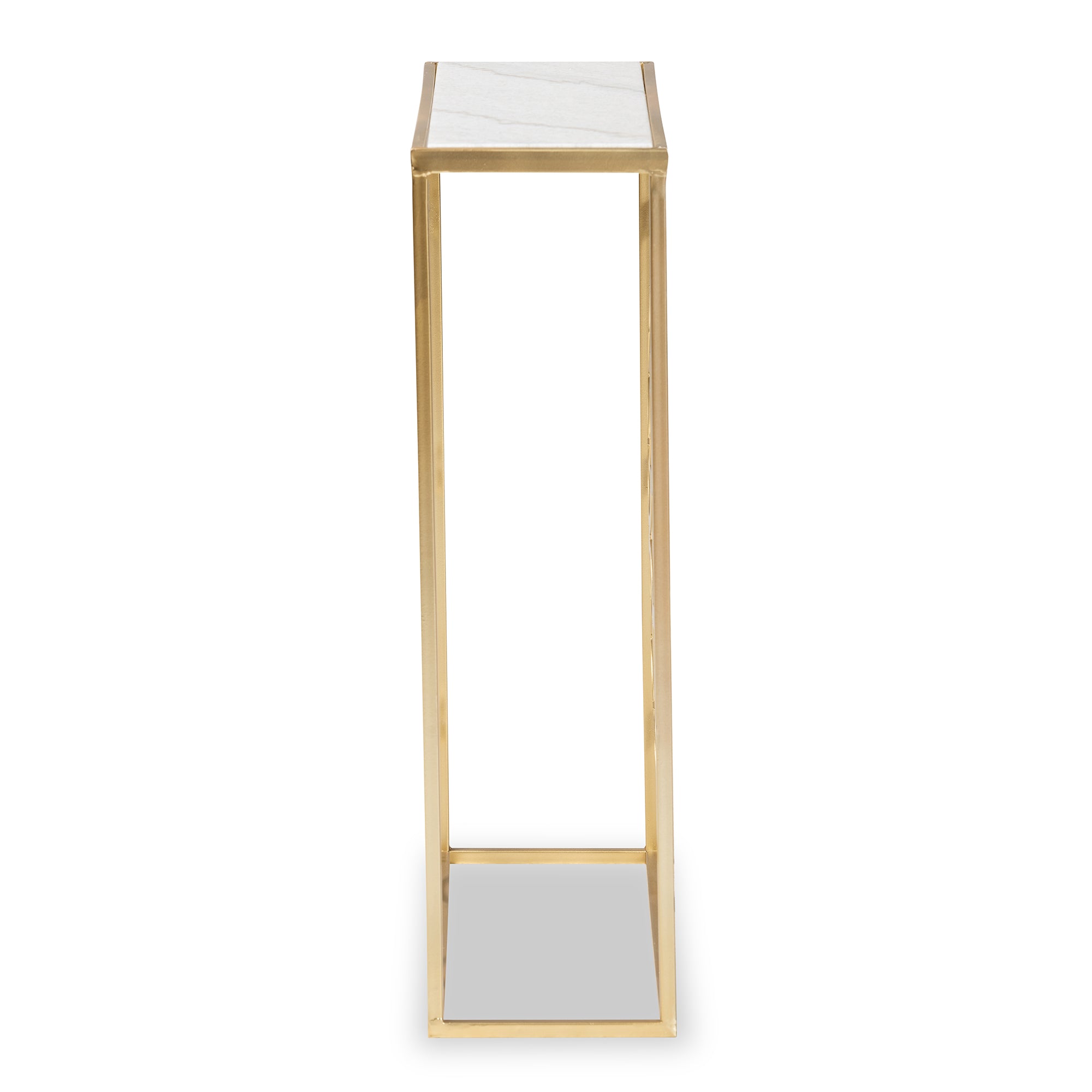 Calanthe Contemporary Outdoor End Table with Marble Tabletop-Outdoor End Table-Baxton Studio - WI-Wall2Wall Furnishings