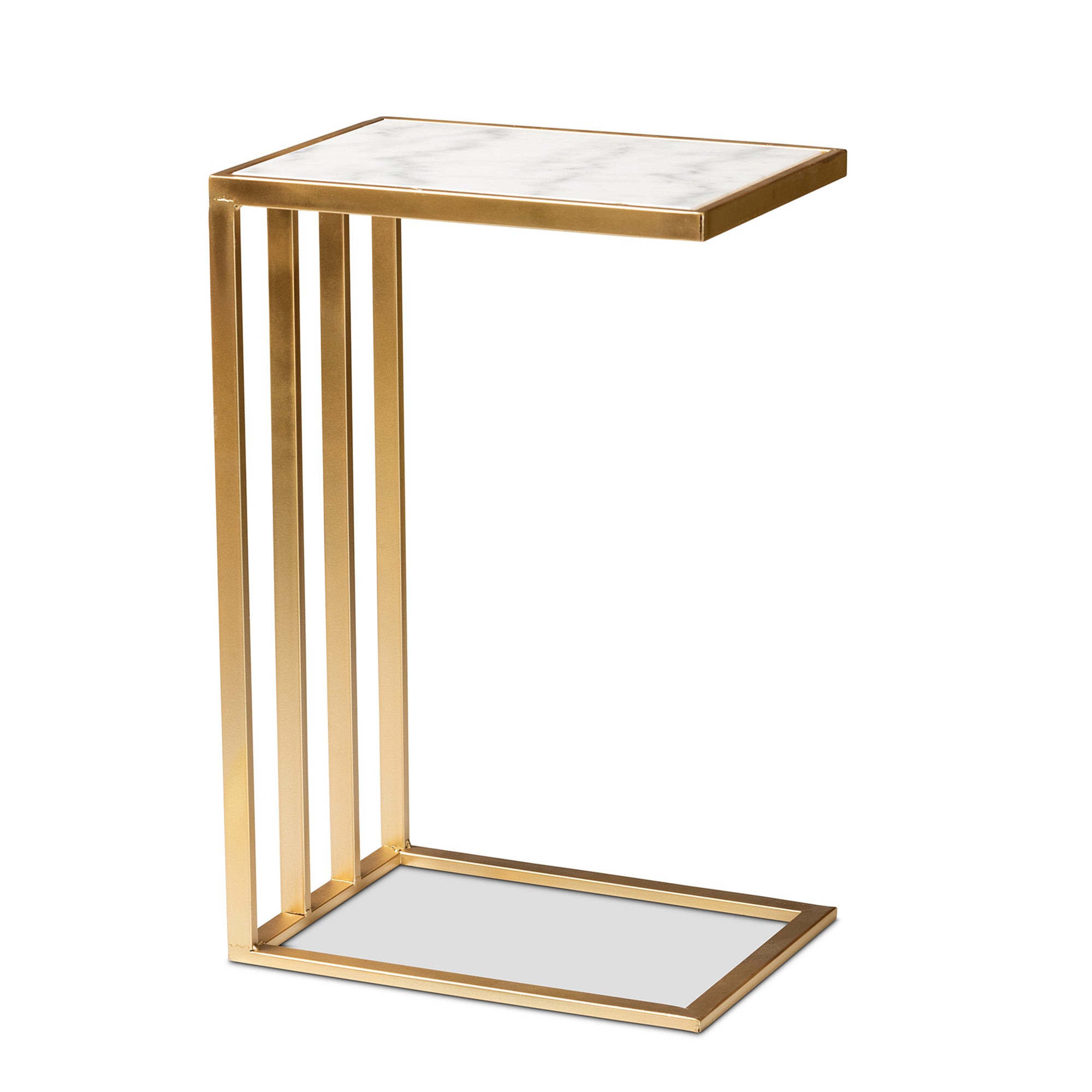 Parkin Contemporary End Table with Marble Tabletop-End Table-Baxton Studio - WI-Wall2Wall Furnishings