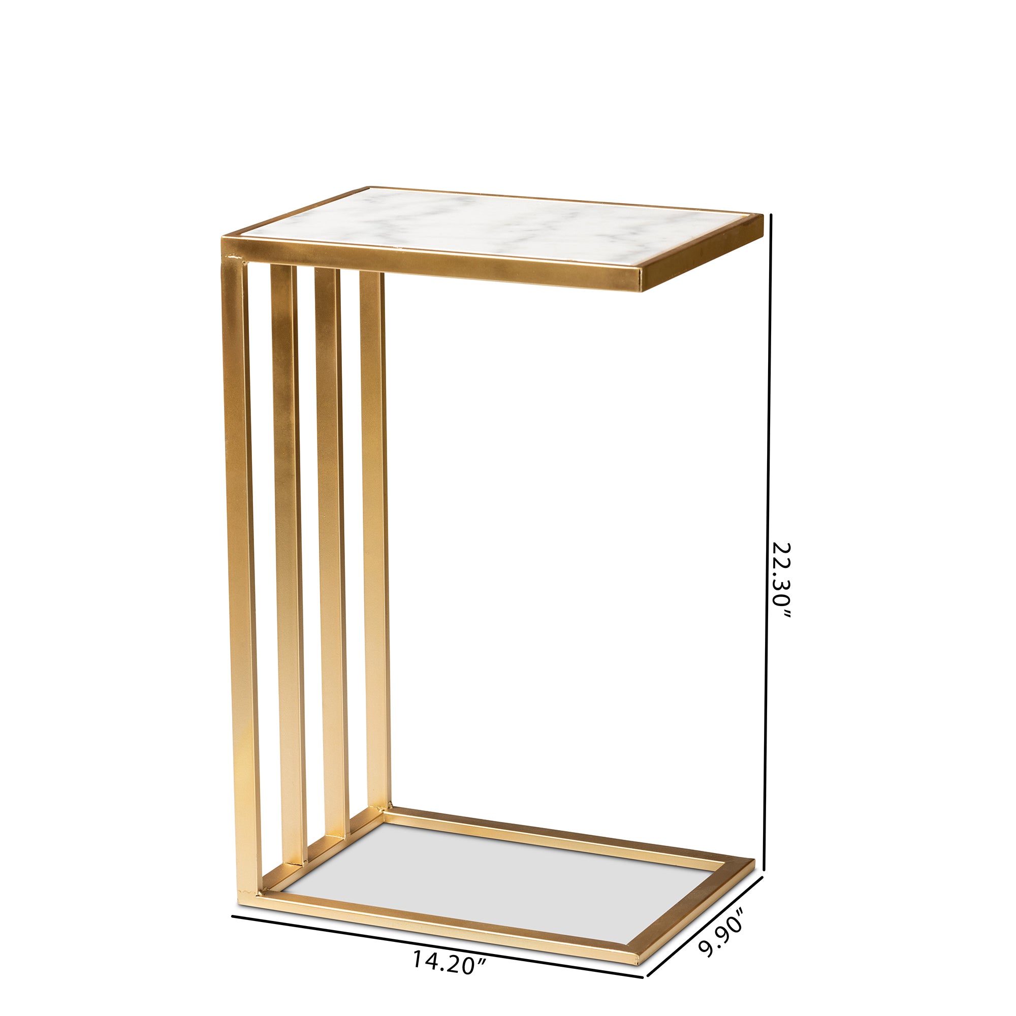 Parkin Contemporary End Table with Marble Tabletop-End Table-Baxton Studio - WI-Wall2Wall Furnishings