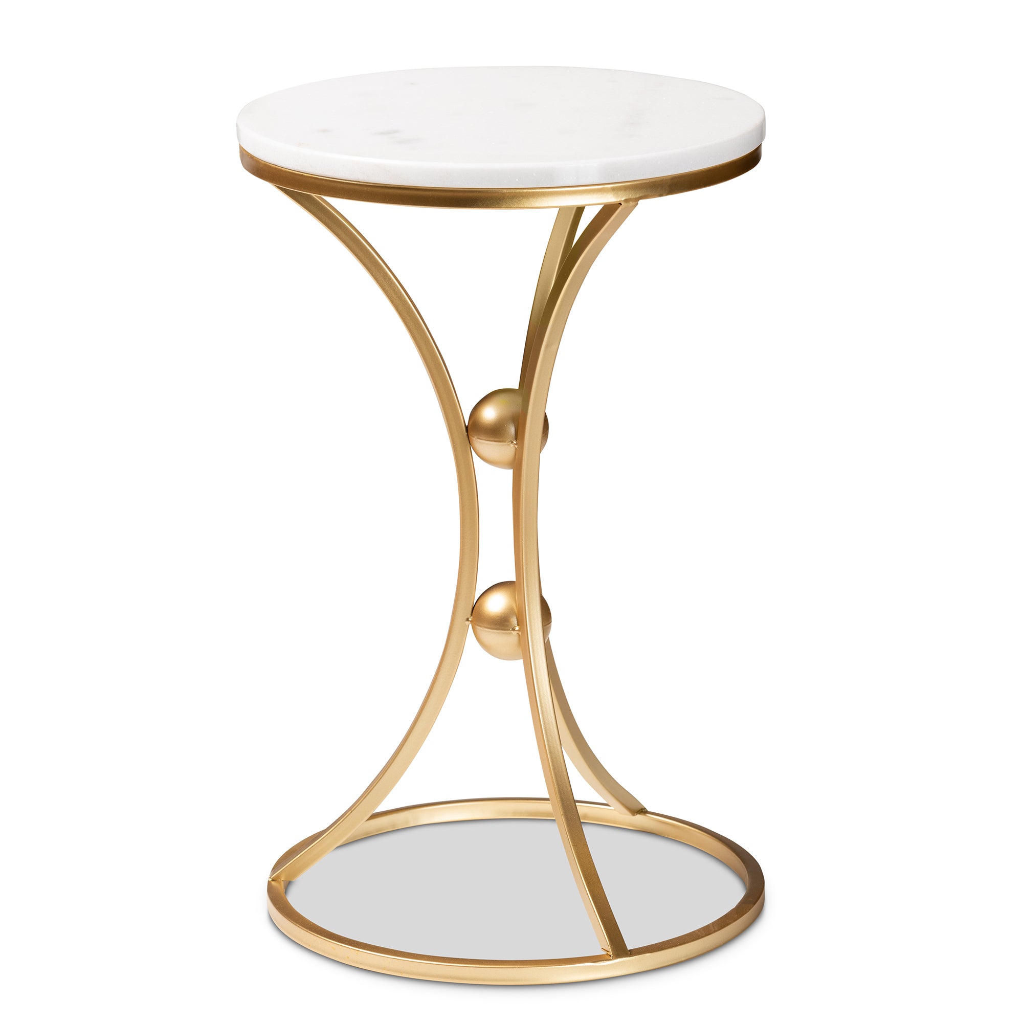 Tarmon Contemporary End Table with Marble Tabletop-End Table-Baxton Studio - WI-Wall2Wall Furnishings