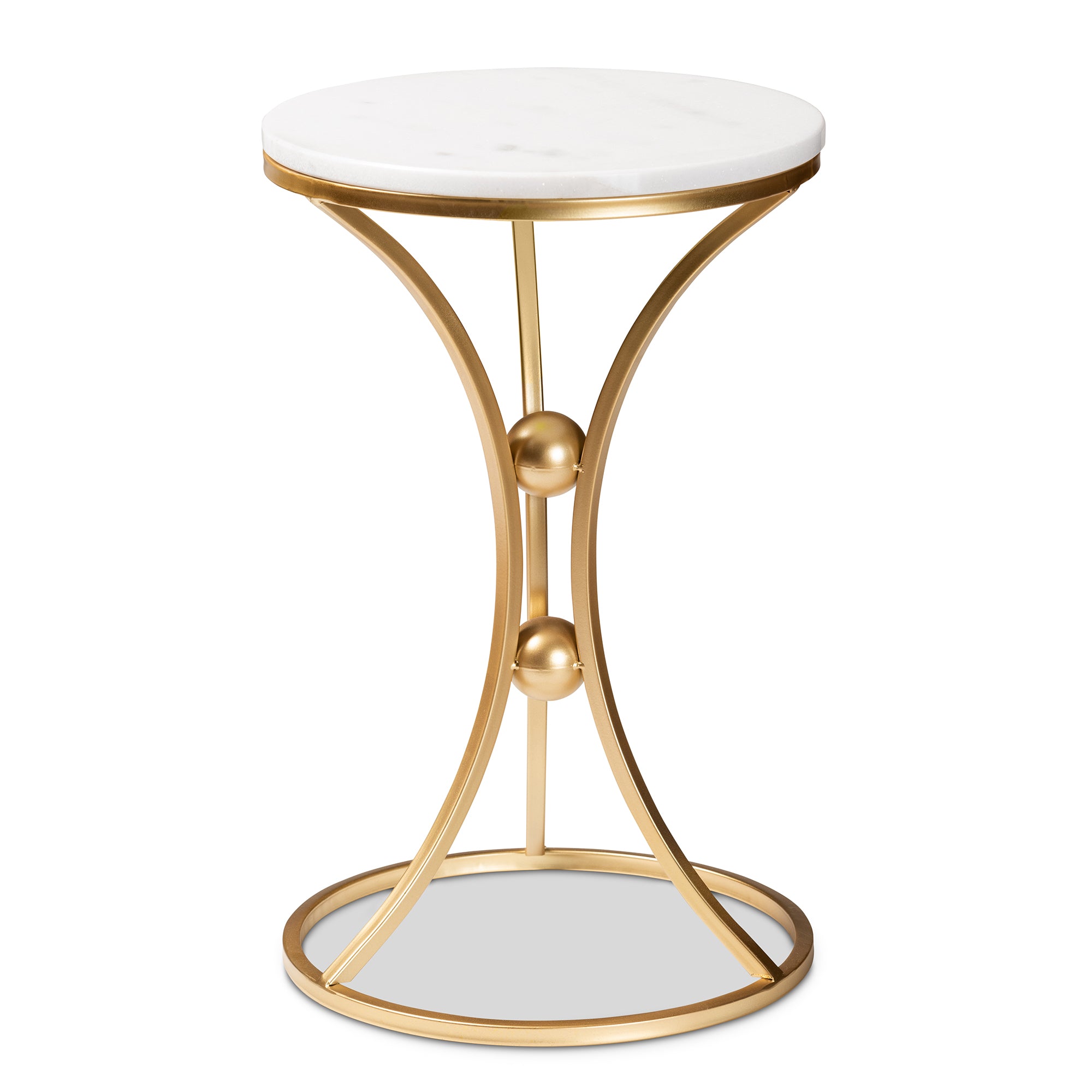 Tarmon Contemporary End Table with Marble Tabletop-End Table-Baxton Studio - WI-Wall2Wall Furnishings