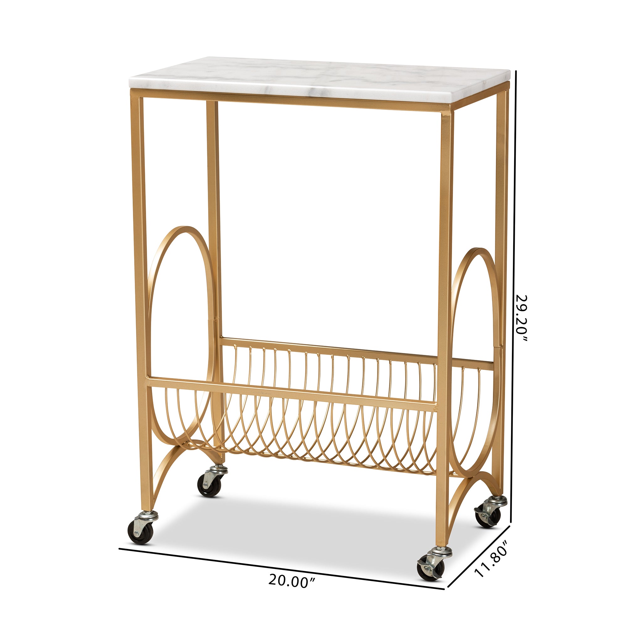 Jacek Contemporary Kitchen Cart with Marble Tabletop-Kitchen Cart-Baxton Studio - WI-Wall2Wall Furnishings