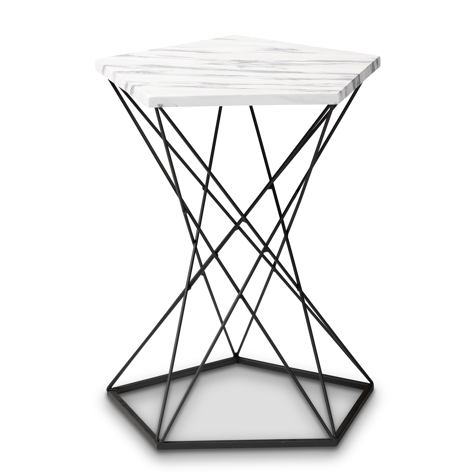 Oberon Contemporary End Table with Faux Marble Tabletop-End Table-Baxton Studio - WI-Wall2Wall Furnishings