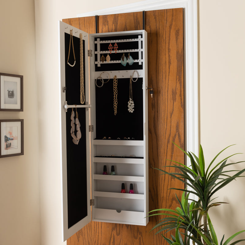 Richelle Modern Jewelry Armoire with Mirror-Jewelry Armoire-Baxton Studio - WI-Wall2Wall Furnishings