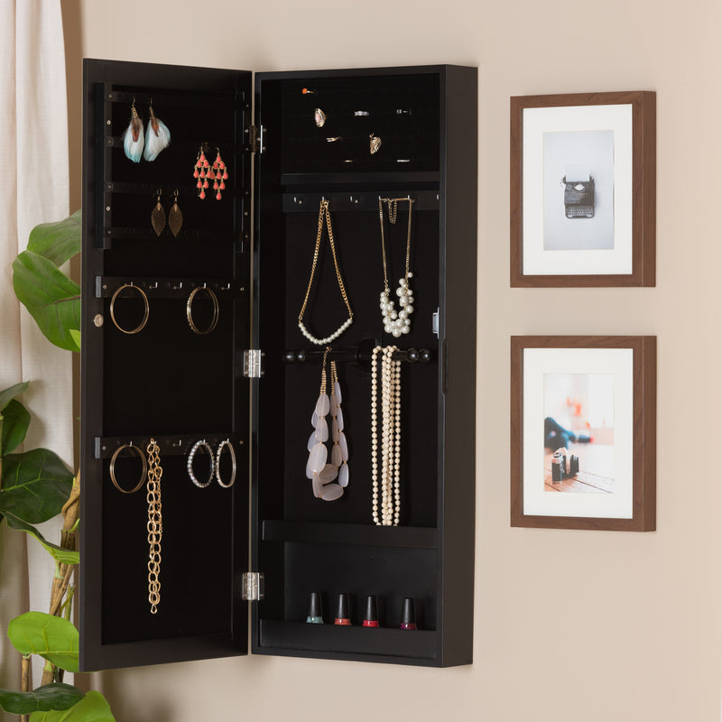 Pontus Modern Jewelry Armoire Wall-Mountable with Mirror-Jewelry Armoire-Baxton Studio - WI-Wall2Wall Furnishings