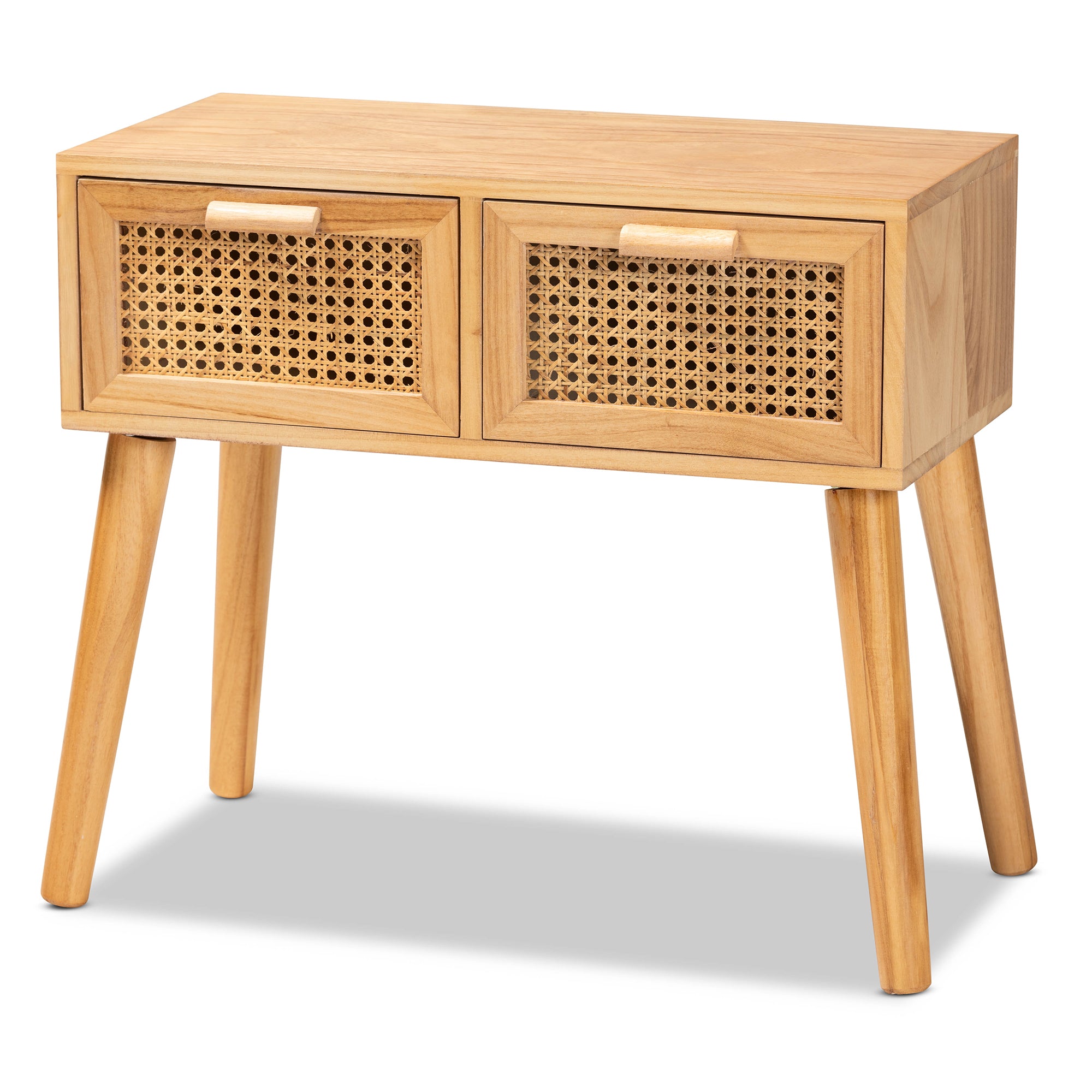 Falan Mid-Century Console Table with Rattan-Console Table-Baxton Studio - WI-Wall2Wall Furnishings