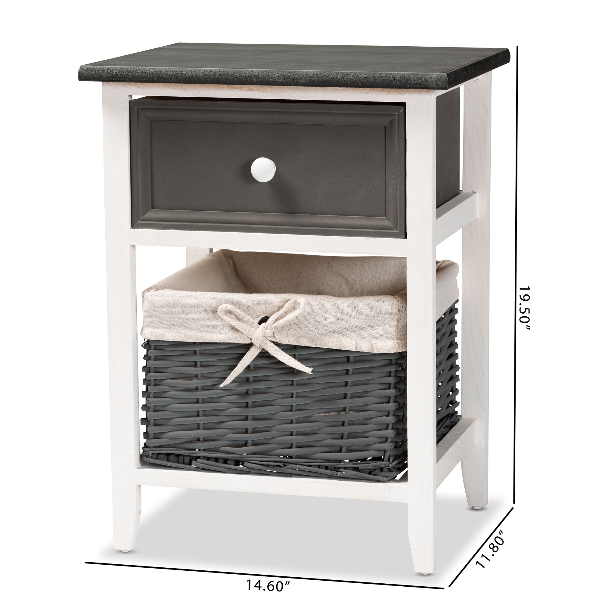 Shadell Transitional Storage Cabinet Two-Tone with Basket 1-Drawer-Storage Cabinet-Baxton Studio - WI-Wall2Wall Furnishings