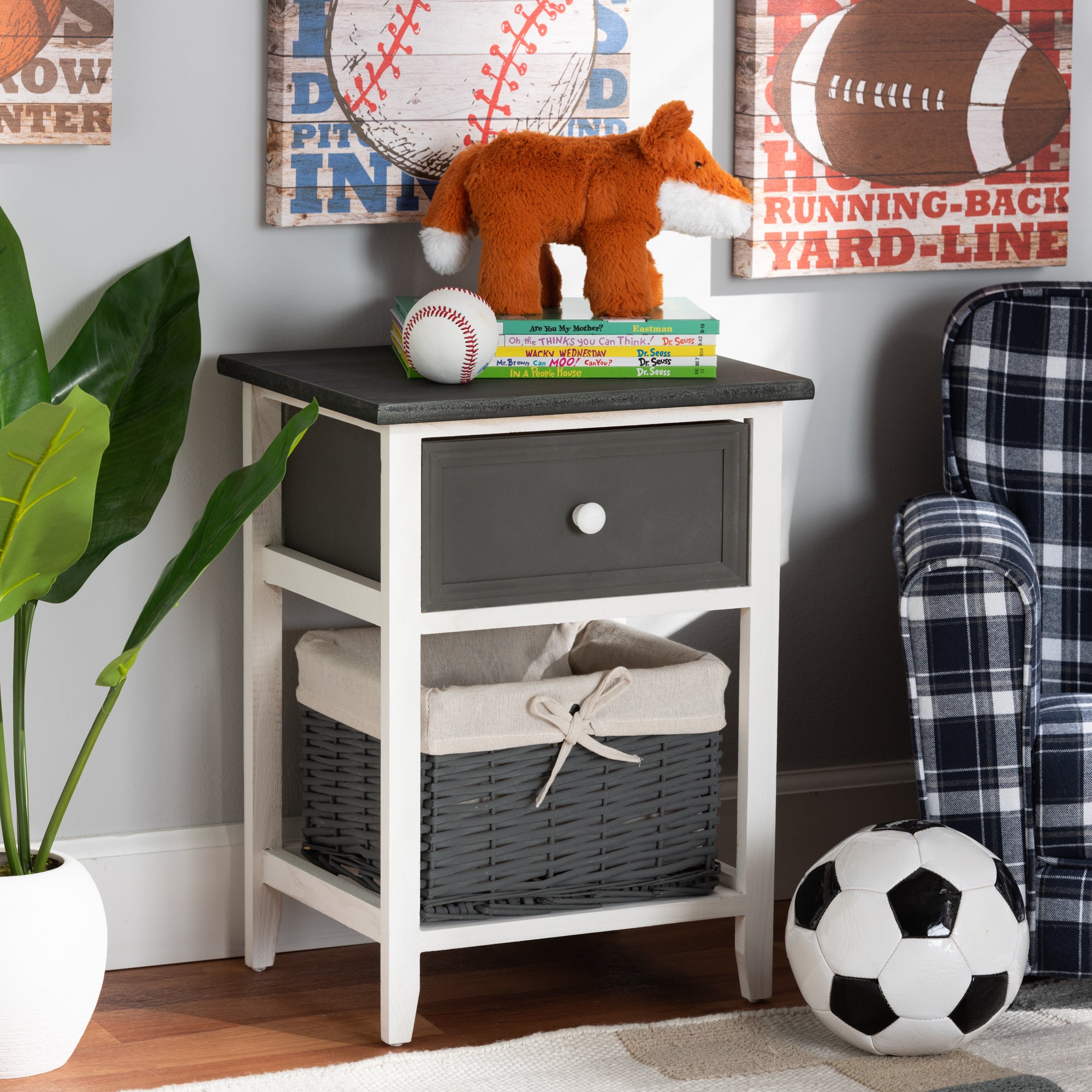 Shadell Transitional Storage Cabinet Two-Tone with Basket 1-Drawer-Storage Cabinet-Baxton Studio - WI-Wall2Wall Furnishings