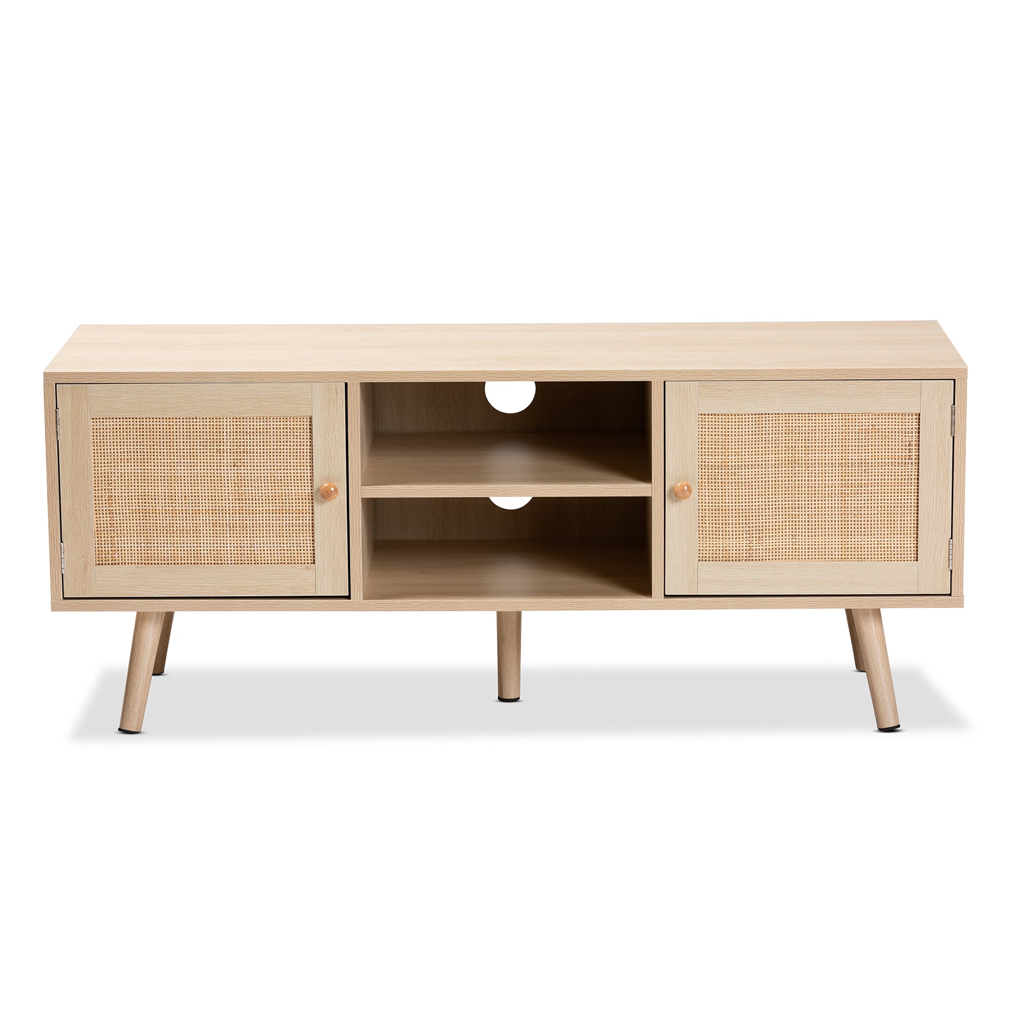 Sebille Mid-Century TV Stand with Natural Rattan-TV Stand-Baxton Studio - WI-Wall2Wall Furnishings