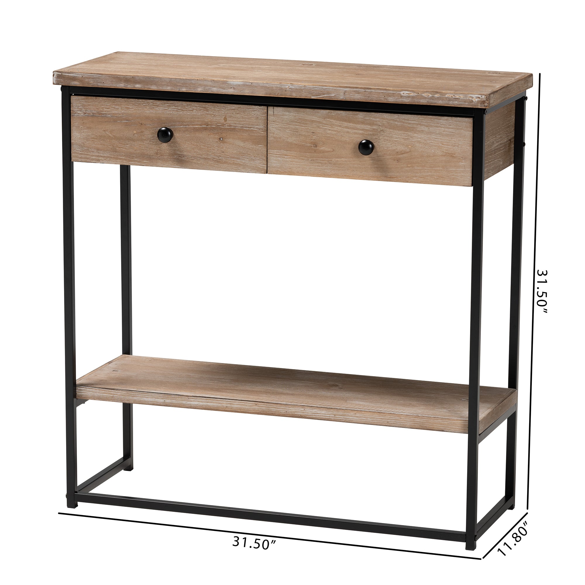 Silas Industrial Console Table 2-Drawer-Console Table-Baxton Studio - WI-Wall2Wall Furnishings
