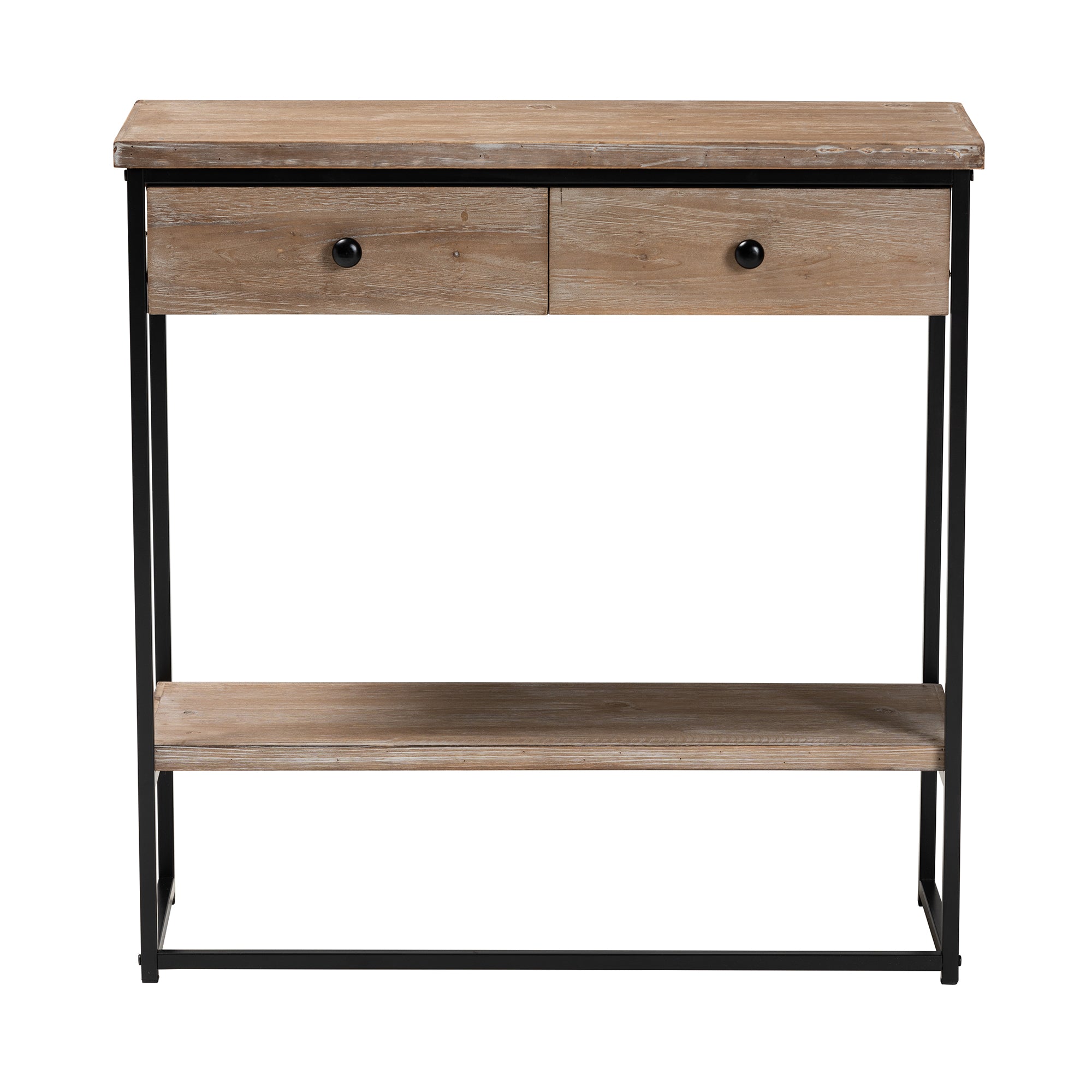 Silas Industrial Console Table 2-Drawer-Console Table-Baxton Studio - WI-Wall2Wall Furnishings