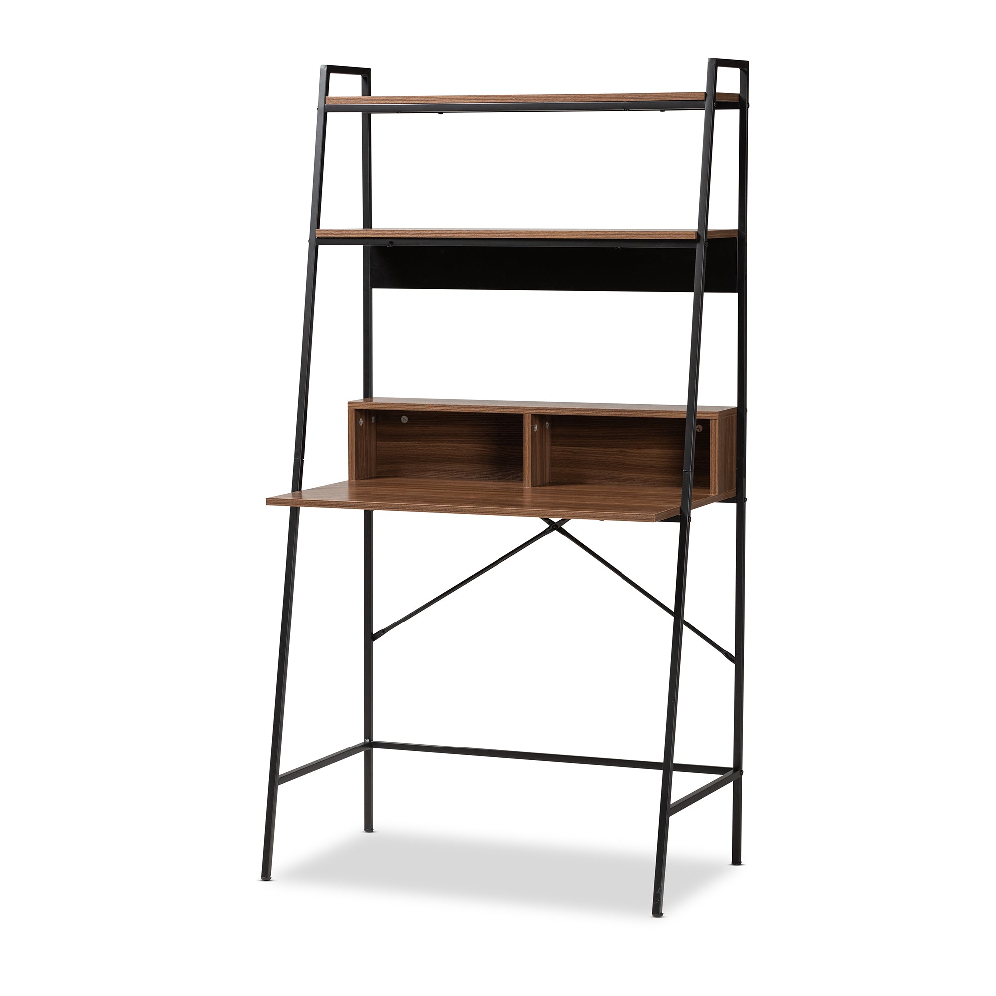 Palmira Industrial Desk with Shelves-Desk-Baxton Studio - WI-Wall2Wall Furnishings