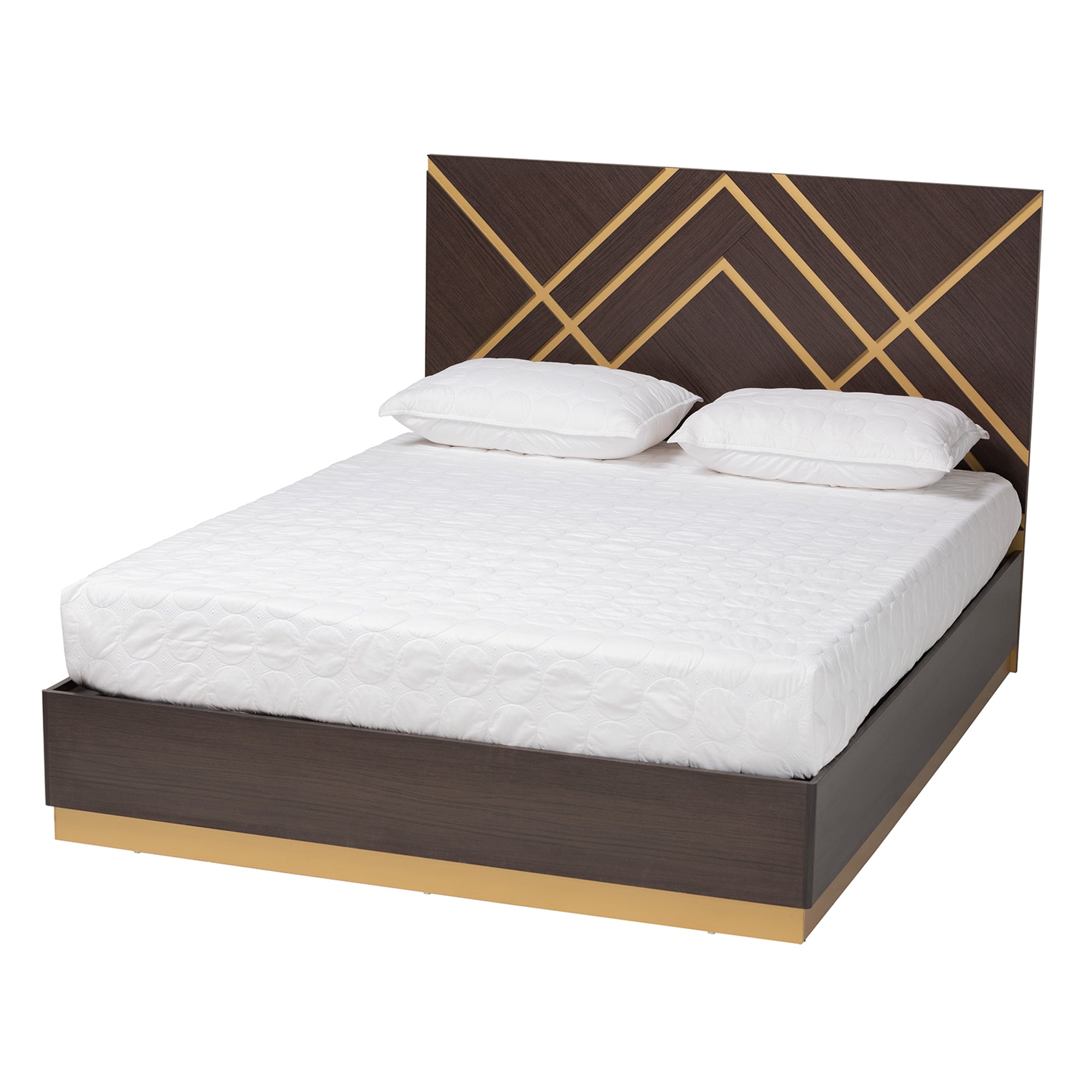 Arcelia Contemporary Bed & Nightstands & Dresser & Chest Two-Tone 5-Piece-Bedroom Set-Baxton Studio - WI-Wall2Wall Furnishings