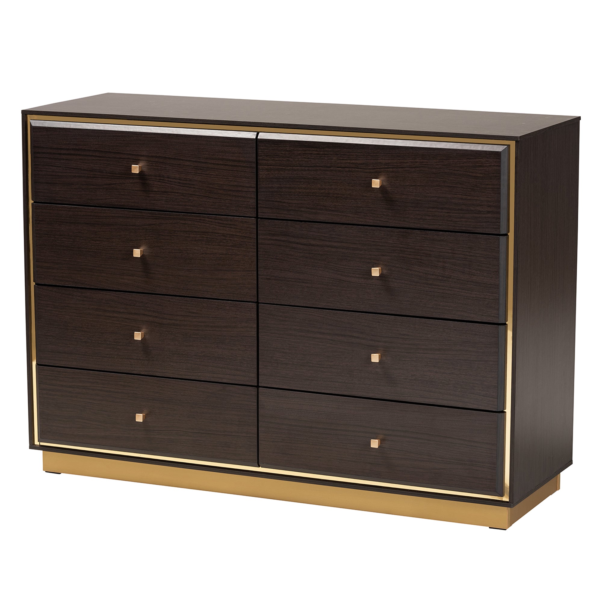 Arcelia Contemporary Bed & Nightstands & Dresser & Chest Two-Tone 5-Piece-Bedroom Set-Baxton Studio - WI-Wall2Wall Furnishings