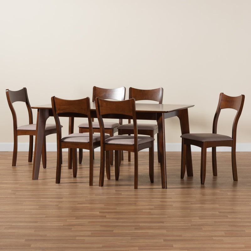 Adreana Mid-Century Table & Six (6) Dining Chairs-Dining Set-Baxton Studio - WI-Wall2Wall Furnishings