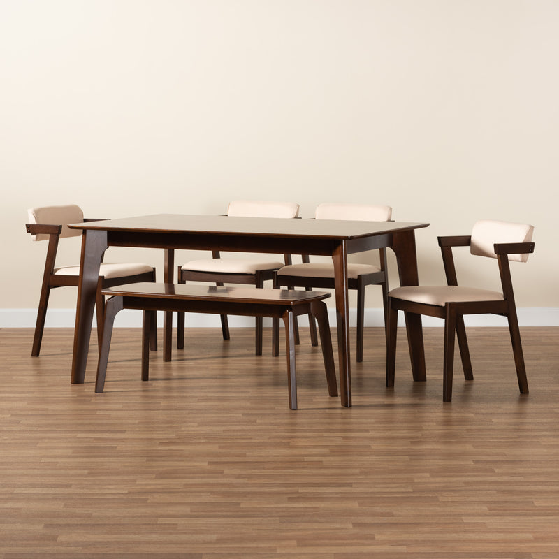 Althea Mid-Century Table & Dining Chairs & Dining Bench-Dining Set-Baxton Studio - WI-Wall2Wall Furnishings