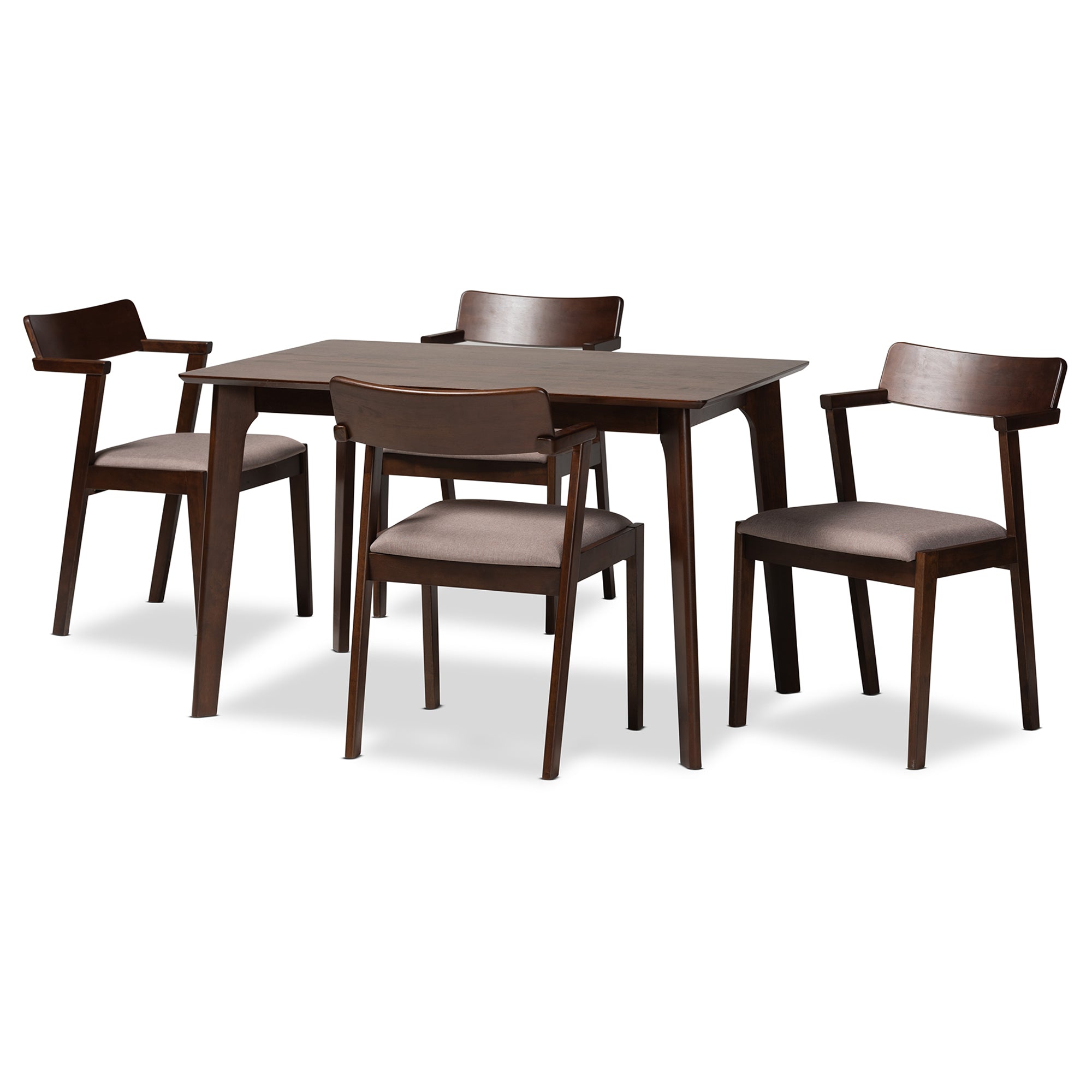 Berenice Mid-Century Dining Table & Dining Chairs-Dining Set-Baxton Studio - WI-Wall2Wall Furnishings