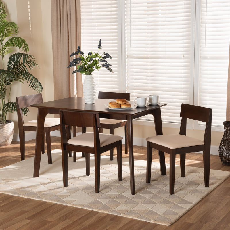 Camilla Mid-Century Dining Table & Dining Chairs-Dining Set-Baxton Studio - WI-Wall2Wall Furnishings