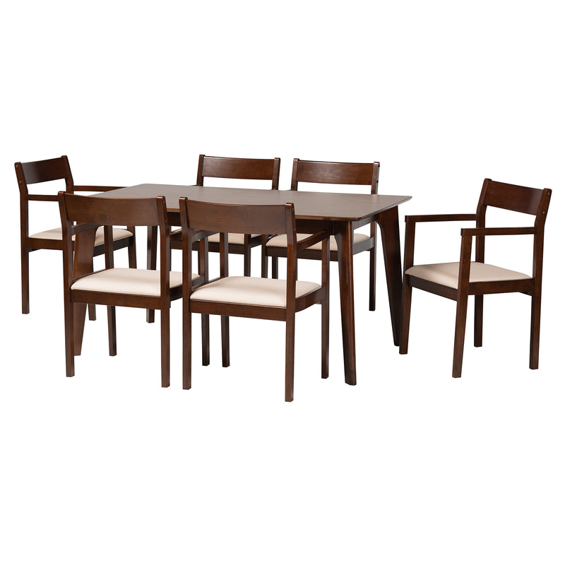 Helene Mid-Century Table & Six (6) Dining Chairs-Dining Set-Baxton Studio - WI-Wall2Wall Furnishings