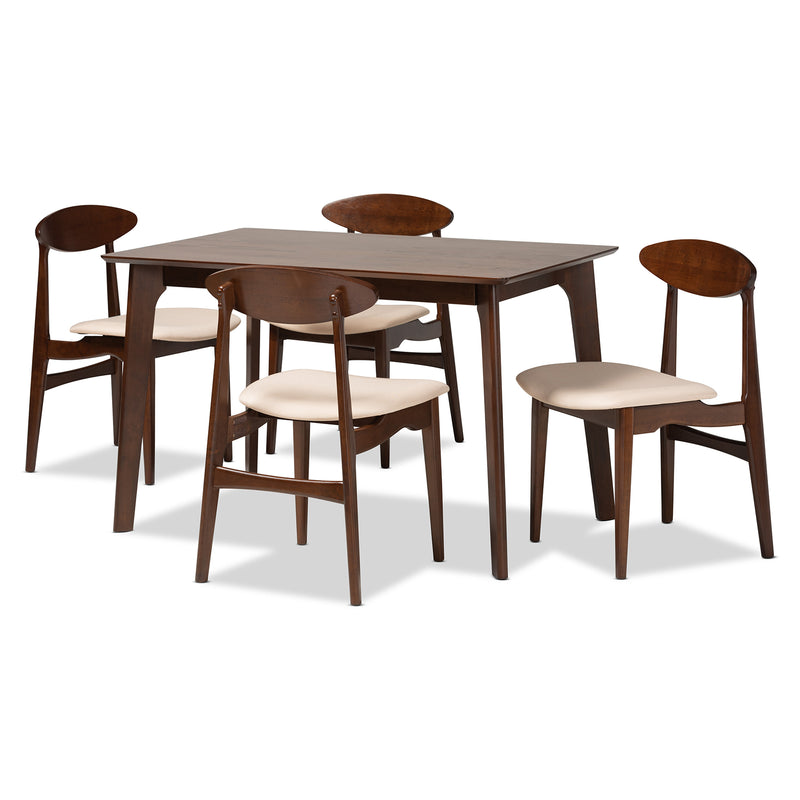 Daria Mid-Century Table & Dining Chairs-Dining Set-Baxton Studio - WI-Wall2Wall Furnishings