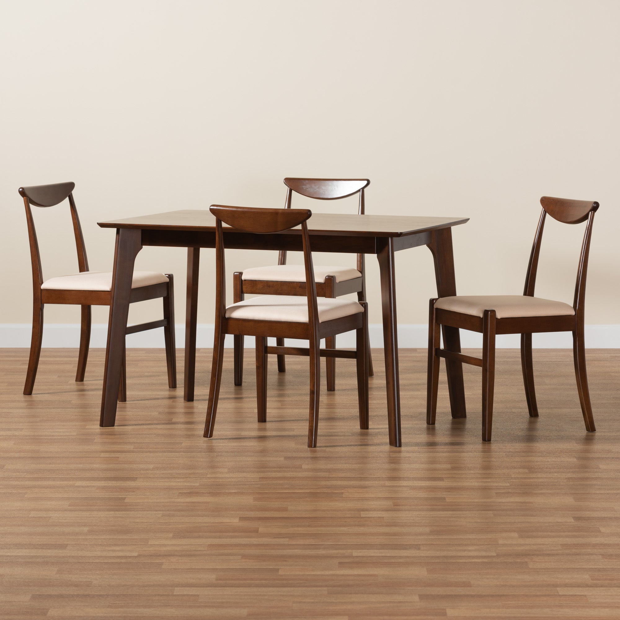 Delphina Mid-Century Table & Dining Chairs-Dining Set-Baxton Studio - WI-Wall2Wall Furnishings