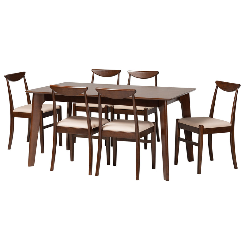 Delphina Mid-Century Table & Six (6) Dining Chairs-Dining Set-Baxton Studio - WI-Wall2Wall Furnishings
