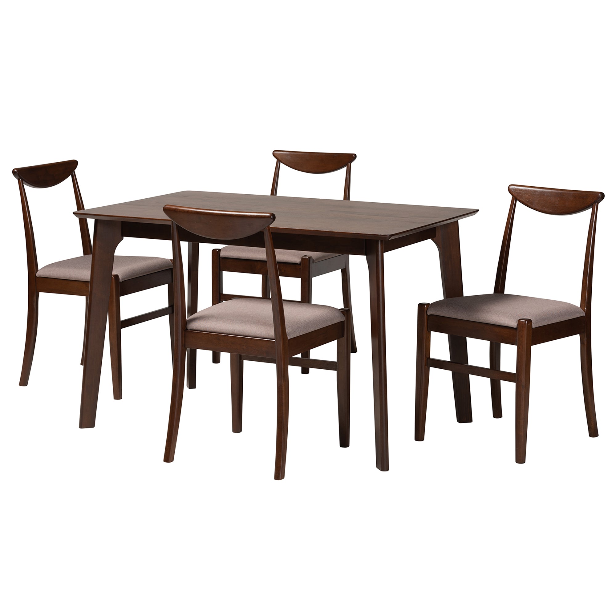 Delphina Mid-Century Table & Dining Chairs-Dining Set-Baxton Studio - WI-Wall2Wall Furnishings