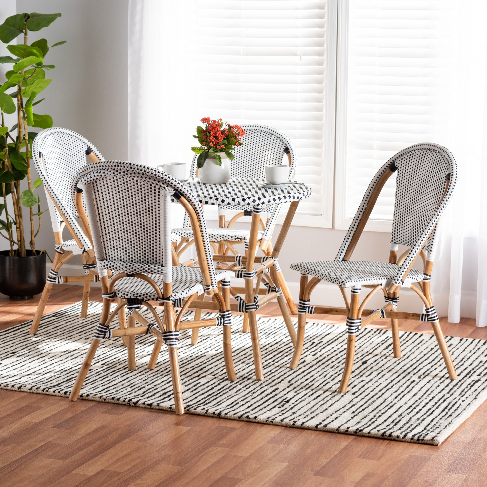 Genica French Provincial Dining Table & Dining Chairs 5-Piece-Dining Set-Baxton Studio - WI-Wall2Wall Furnishings