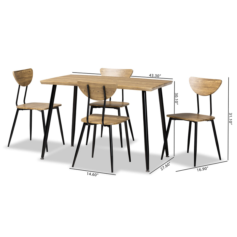 Gianetta Modern Table & Dining Chairs-Dining Set-Baxton Studio - WI-Wall2Wall Furnishings