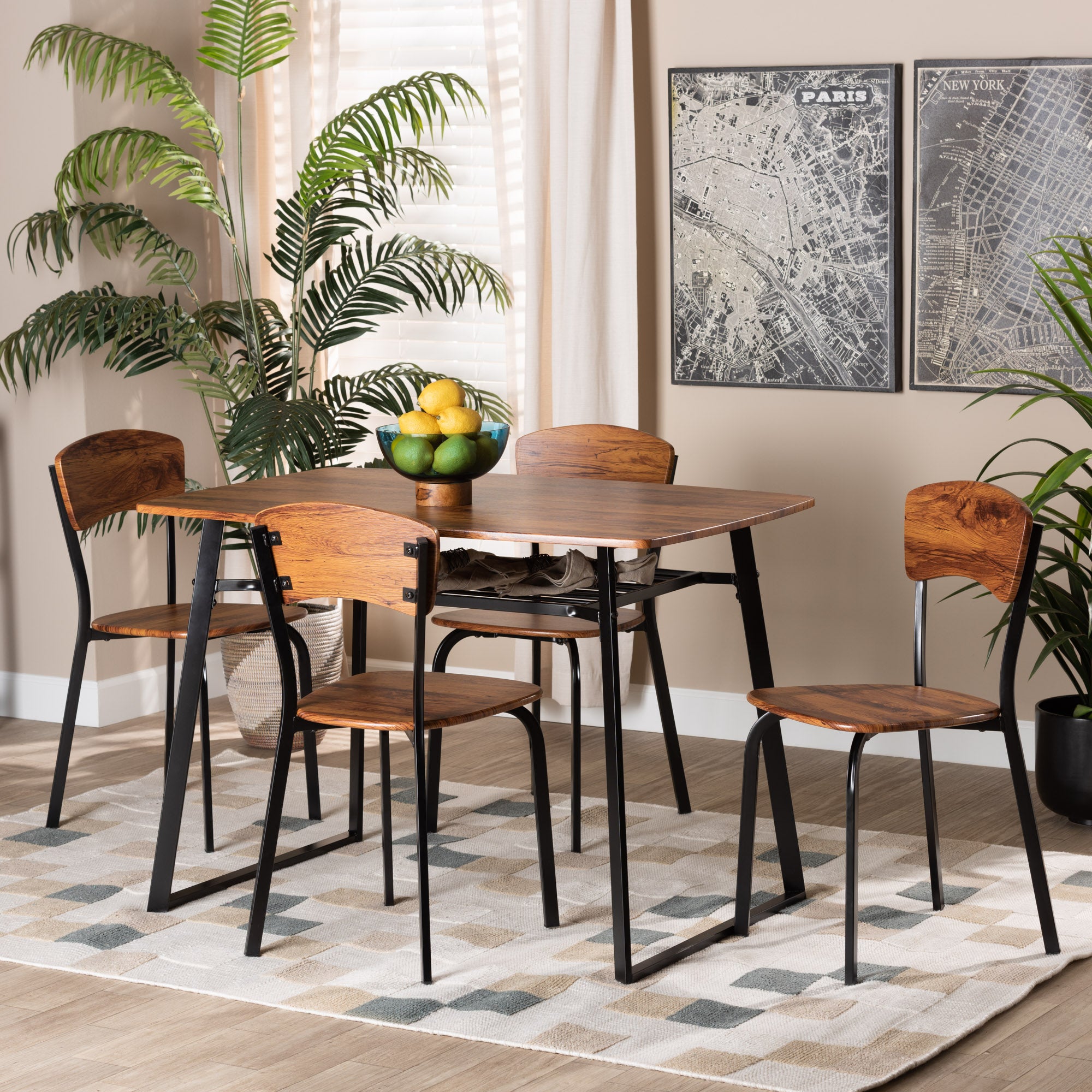 Elida Modern Table & Dining Chairs 5-Piece-Dining Set-Baxton Studio - WI-Wall2Wall Furnishings