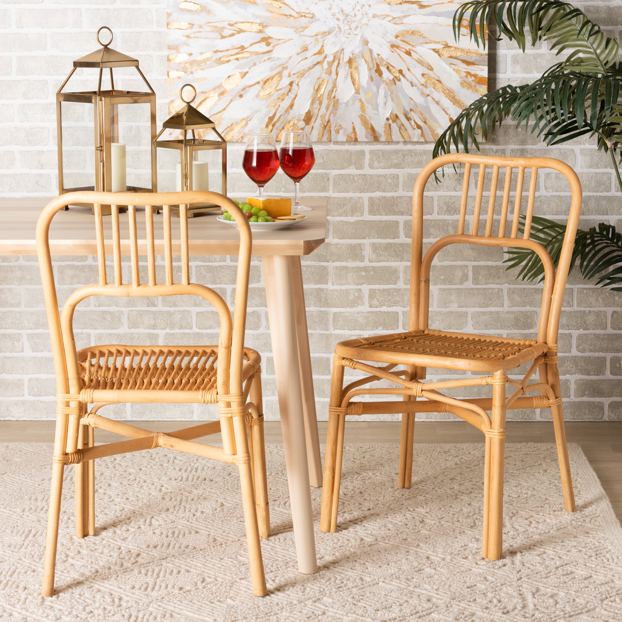 Ivora Bohemian Dining Chairs 2-Piece-Dining Chairs-Baxton Studio - WI-Wall2Wall Furnishings