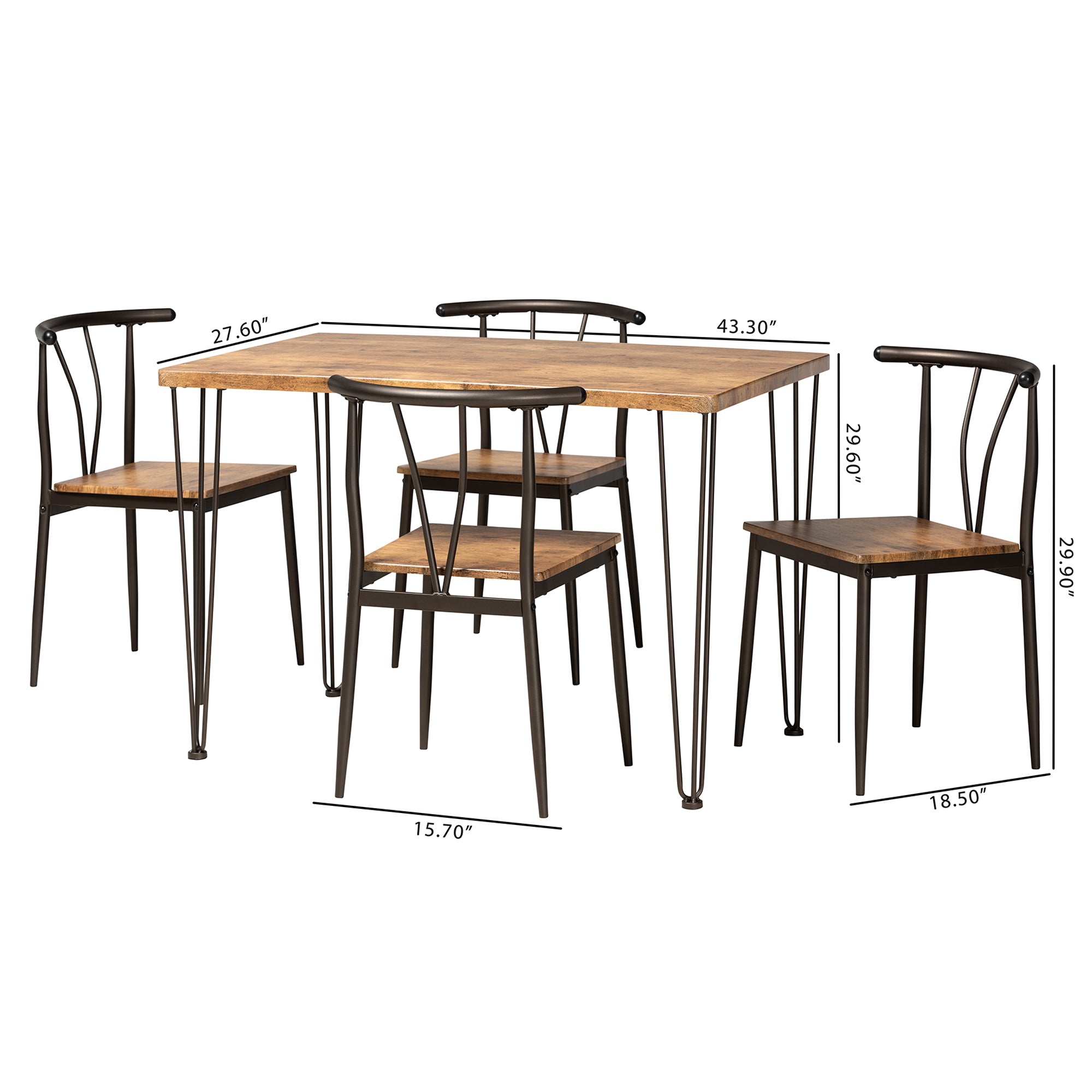 Tilda Modern Table & Dining Chairs 5-Piece-Dining Set-Baxton Studio - WI-Wall2Wall Furnishings