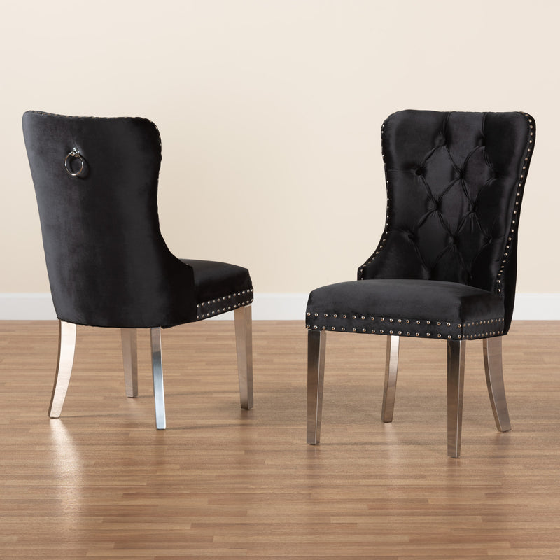 Honora Glamour Dining Chairs 2-Piece-Dining Chairs-Baxton Studio - WI-Wall2Wall Furnishings