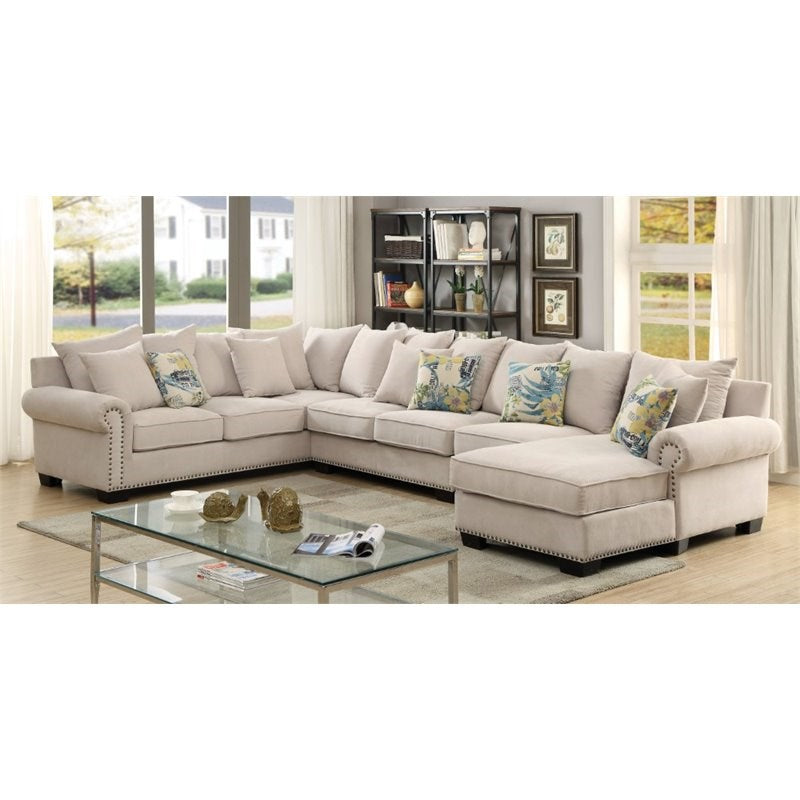 Nylah Transitional Fabric Padded Chaise Sectional-sectional-Furniture of America-Wall2Wall Furnishings