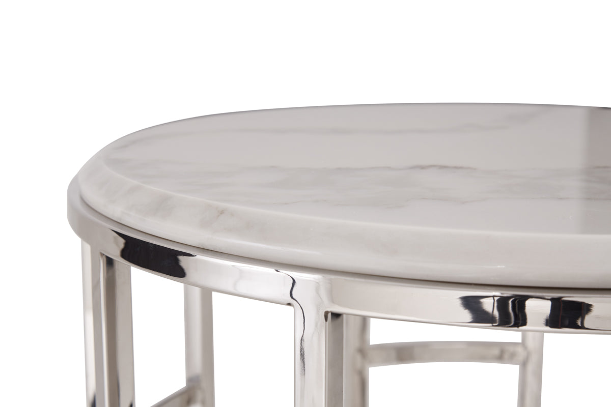Modrest Silvan Modern Marble & Stainless Steel Coffee Table-Coffee Table-VIG-Wall2Wall Furnishings