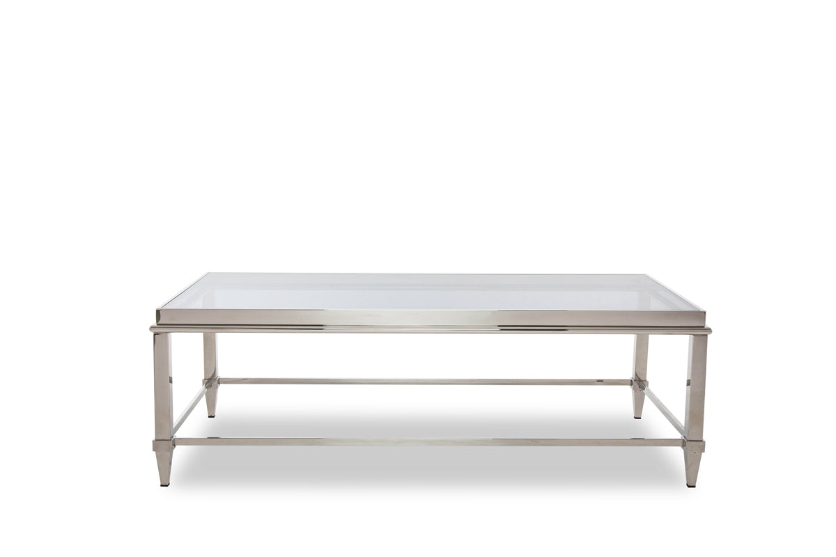 Modrest Agar Modern Glass & Stainless Steel Coffee Table-Coffee Table-VIG-Wall2Wall Furnishings
