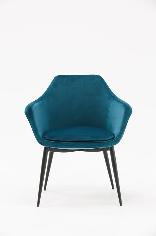 Modrest Wilson Modern Teal Velvet & Black Dining Chair-Dining Chair-VIG-Wall2Wall Furnishings