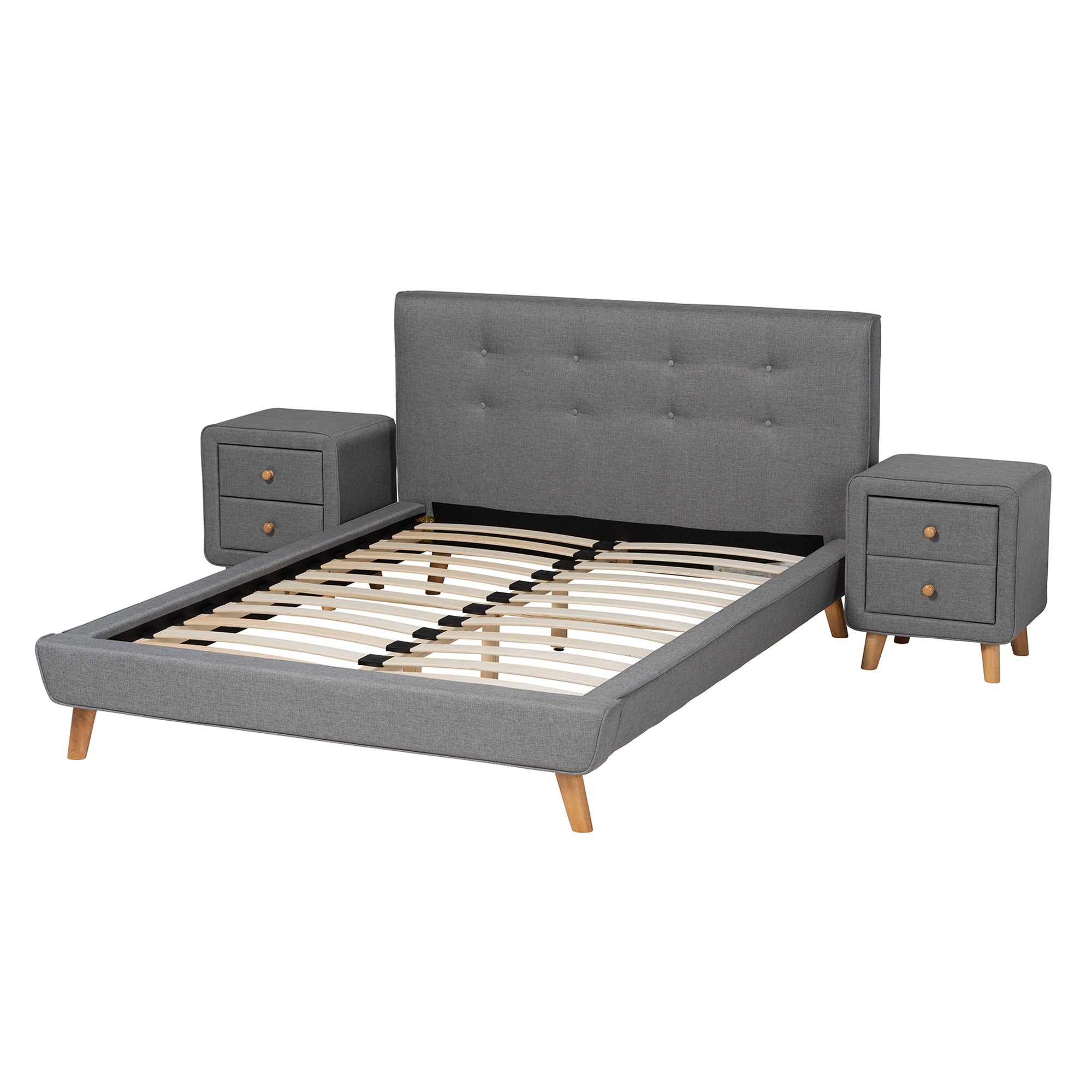 Jonesy Transitional Bed & Nightstands-Bedroom Set-Baxton Studio - WI-Wall2Wall Furnishings