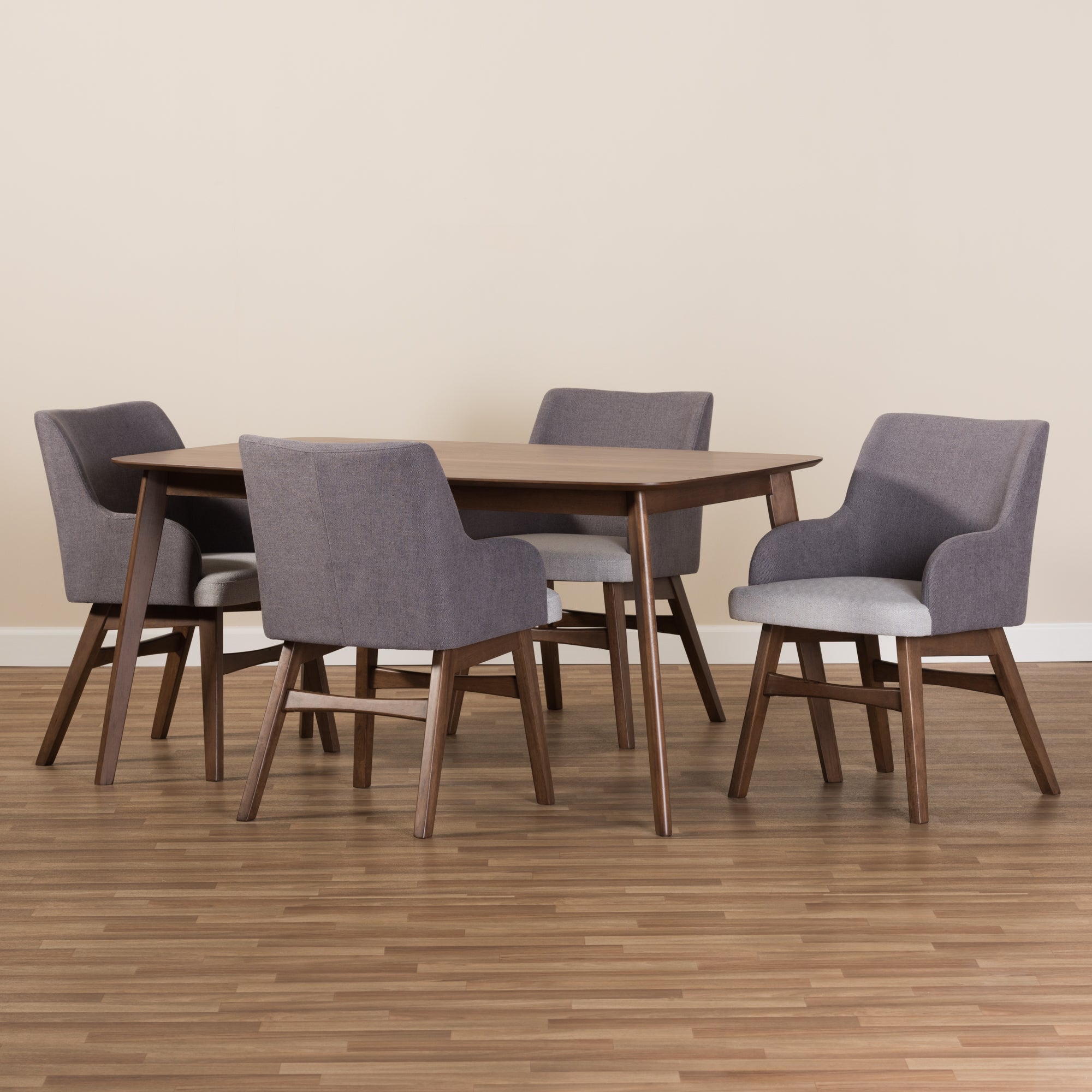 Monte Mid-Century Dining Table & Dining Chairs-Dining Set-Baxton Studio - WI-Wall2Wall Furnishings