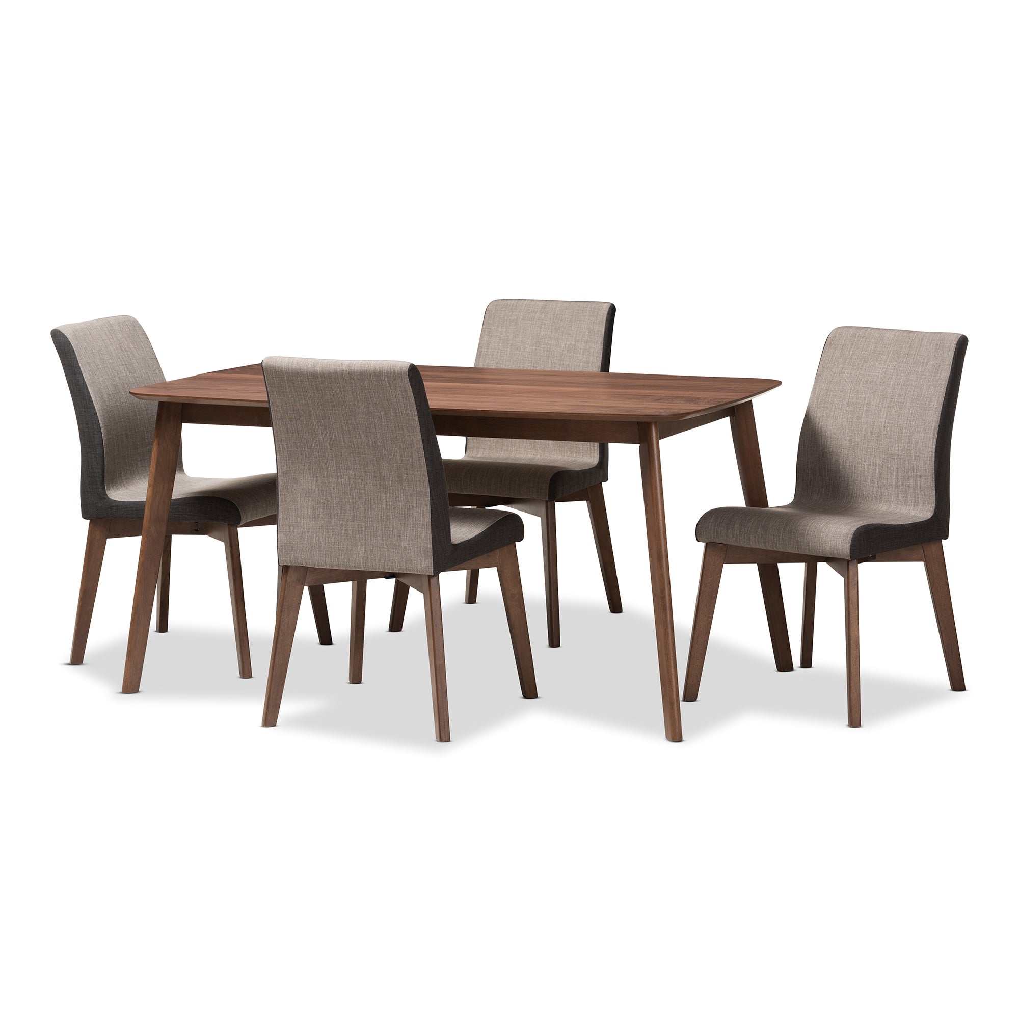 Kimberly Mid-Century Dining Table & Dining Chairs-Dining Set-Baxton Studio - WI-Wall2Wall Furnishings