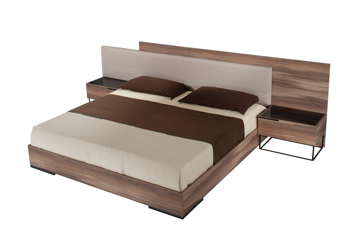 Nova Domus Matteo - Italian Modern Walnut & Fabric Bed-Bed-VIG-Wall2Wall Furnishings
